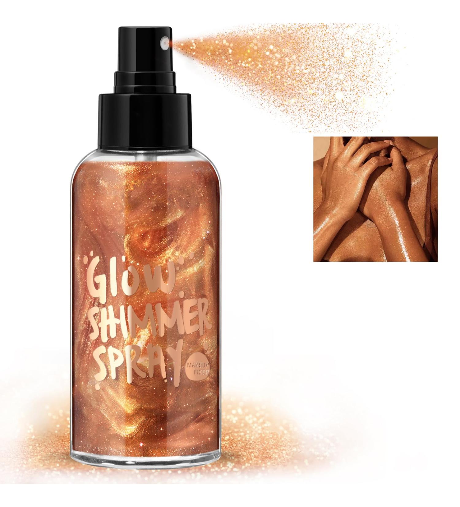 Buy Bronze Body Glitter Spray - Moisturizing Shimmer for Face Hair & Body | Quick-Drying Illuminator & Highlighter (#04) - International Shipping Available - Buy Online on SooperMarket.com