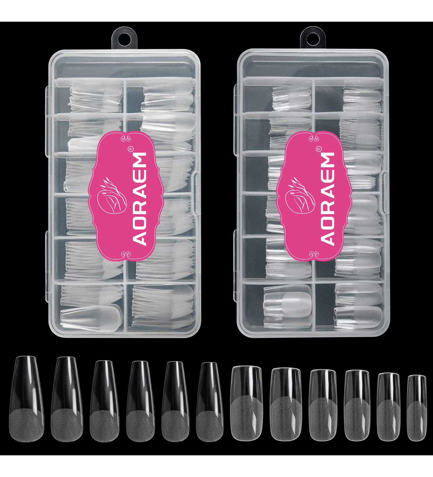 AORAEM 240pcs Acrylic False Nail Tips - Square & Coffin Shapes for DIY Nail Salon - Buy Online on SooperMarket.com