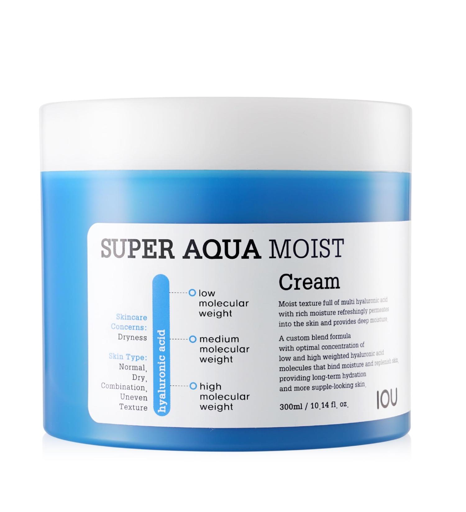 WELCOS IOU Super Aqua Moist Cream - Intensive Hydrating Face Moisturizer with Hyaluronic Acid | Korean Skincare | 300ml - Buy Online on SooperMarket.com