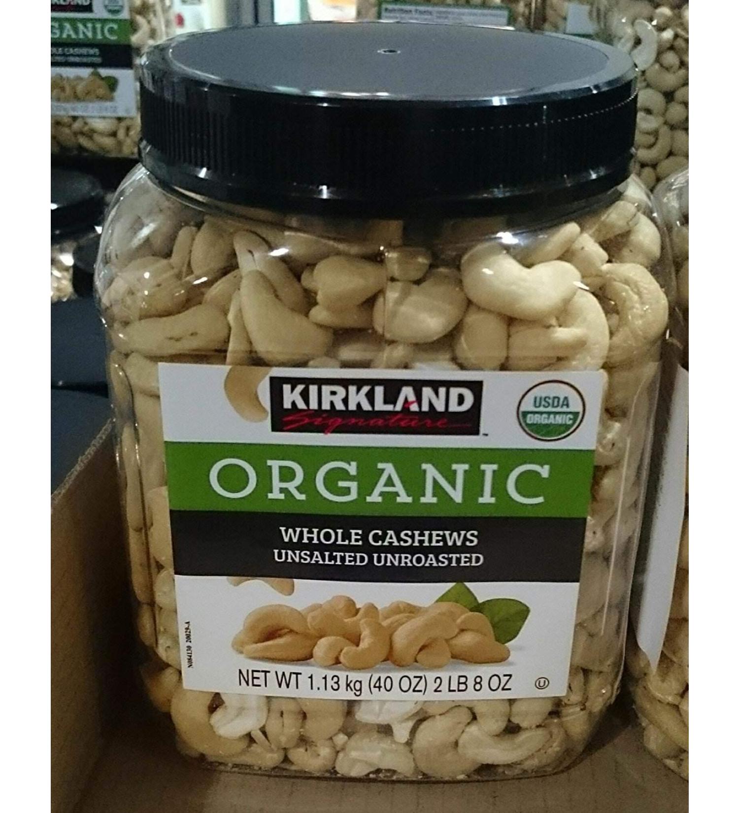 Kirkland Signatures Organic Whole Cashews Unsalted Unroasted, (Family Bundle)