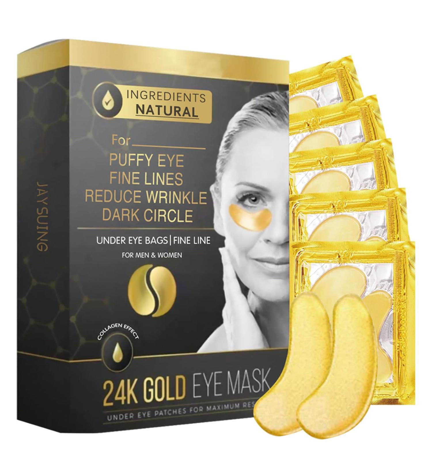 Under Eye Masks - 5pairs 24K Under Eye Patches - Eye Masks Skincare for Puffy Eyes Dark Circles Bags Gold Eye Pads Anti-Aging Hyaluronic Acid Moisturiser Remove Eye Bags Hydrating - Buy Online on SooperMarket.com