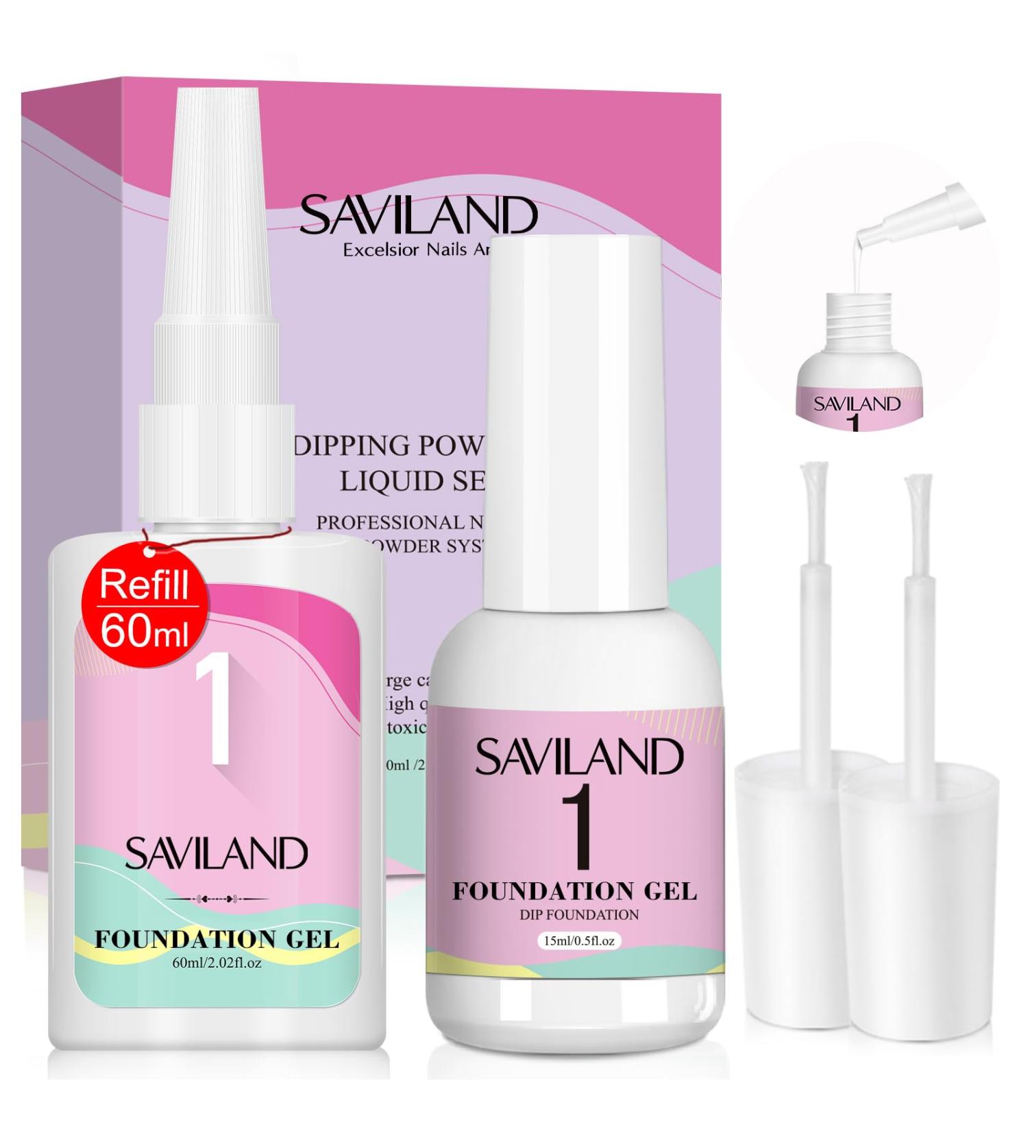 Shop Saviland 15ml + 60ml Dip Powder Foundation Base - No Curing Needed for DIY Nails | Large Capacity for Nail Salons - Fast International Shipping - Buy Online on SooperMarket.com