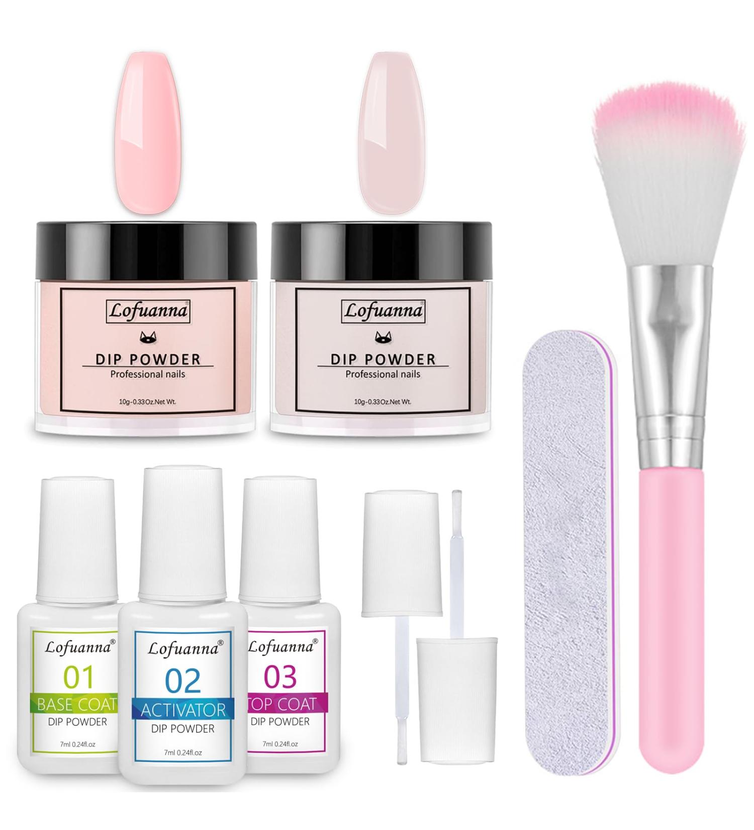 Lofuanna Dip Powder Nail Starter Kit - 2 Colors DIY French Manicure Set for Beginners - Pink Set - Buy Online on SooperMarket.com