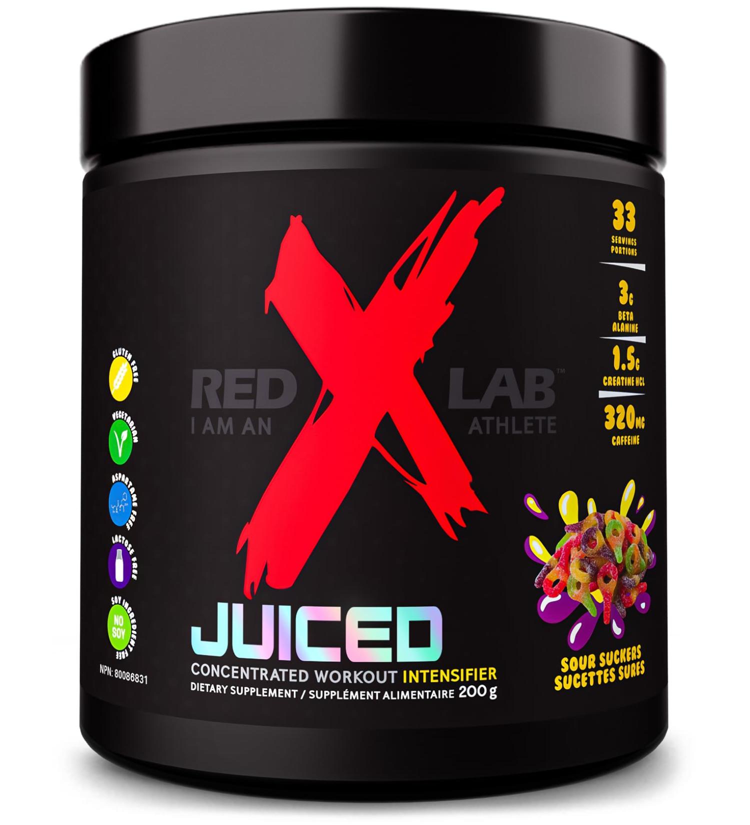 Red X Lab Juiced Pre-Workout Powder Pumps & Strength Hyper Concentrate L-Citrulline Beta Alanine For Men & Women 33 Servings (Sour Suckers 200g) Sour Suckers 33 Servings (Pack of 1) - Buy Online on SooperMarket.com