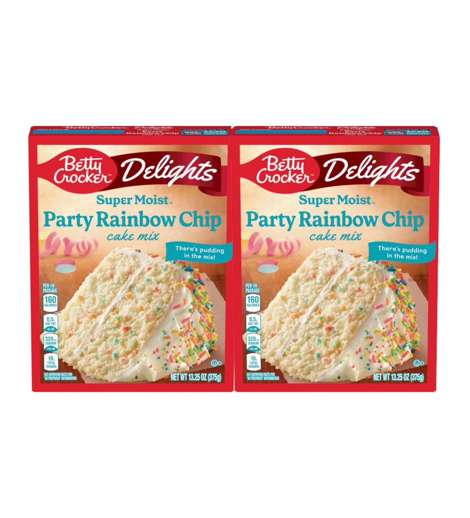 Betty Crocker Delights Super Moist Party Rainbow Chip Cake Mix 376g | Delicious and Vibrant Colorful Cake | Perfect for Everyday and Special Moments | Pack of 2 - Buy Online on SooperMarket.com