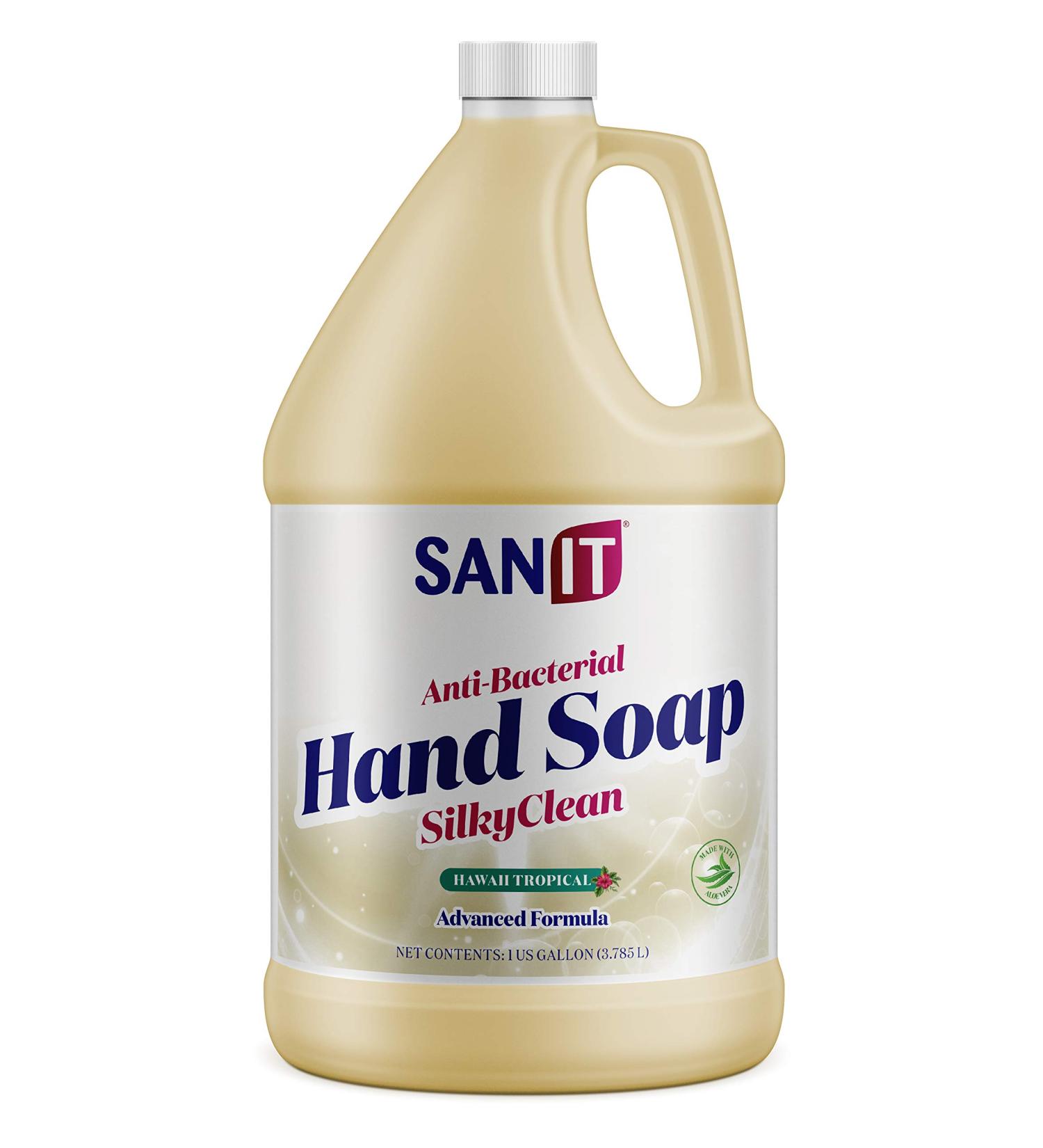 Sanit Silky Clean Antibacterial Hand Soap Refill - Coconut Oil & Aloe Vera - Moisturizing Wash - 1 Gallon - Hawaii Tropical - Buy Online on SooperMarket.com