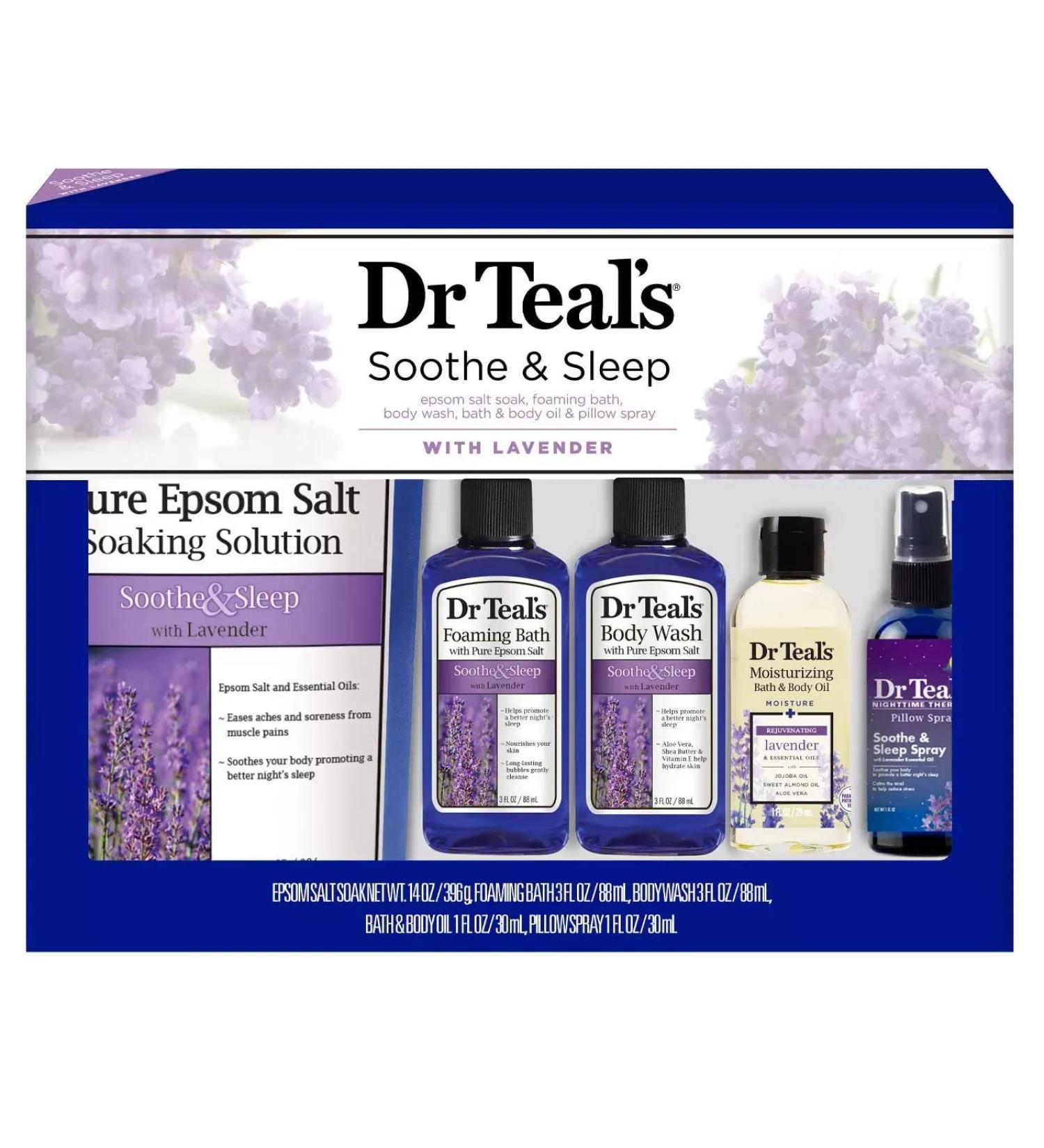Dr. Teal's Epsom Salt Lavender Bath Gift Set - 5 Pc. (Soothe & Sleep with Lavender) - Buy Online on SooperMarket.com
