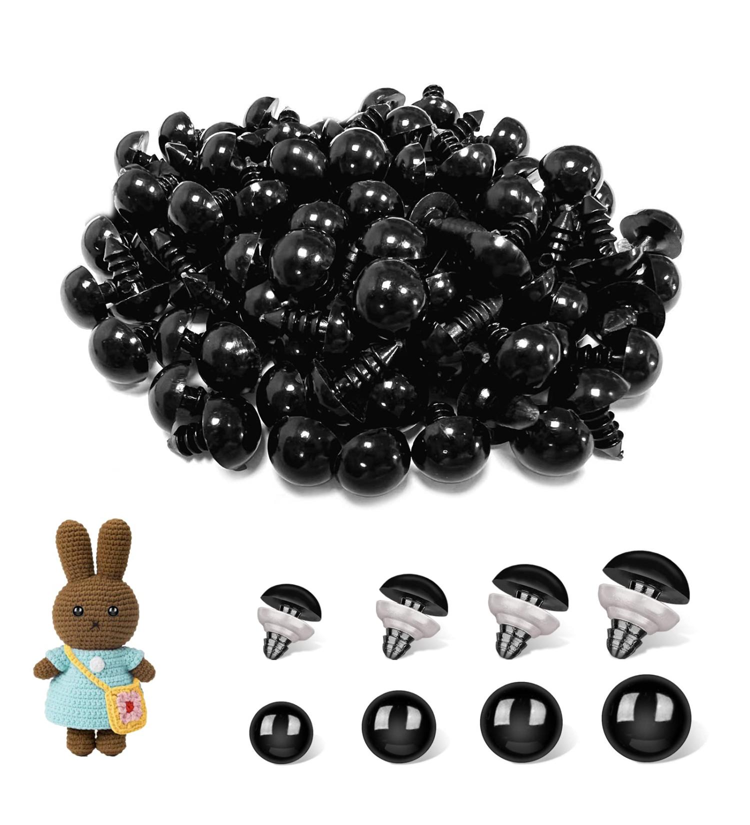800 Pcs Safety Eyes Black Plastic Eyes with Washers for Stuffed Crochet Animal Crafts Doll Making Supplier Bulk (4 Sizes) - Buy Online on SooperMarket.com