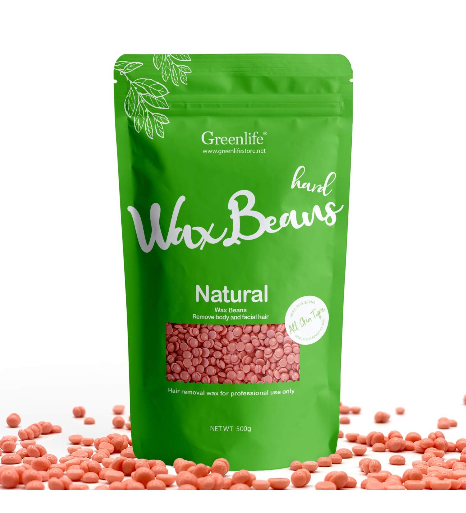 GreenLife 17.6oz/1.10lb/500g Hard Wax Beads Hard Wax Beans Hair Removal Painless Waxing Bean Home wax Kit for Facial Legs Arms Body Bikini Brazilian Pearl Depilatory Hot Waxs for Women and Men (Rose) - Buy Online on SooperMarket.com