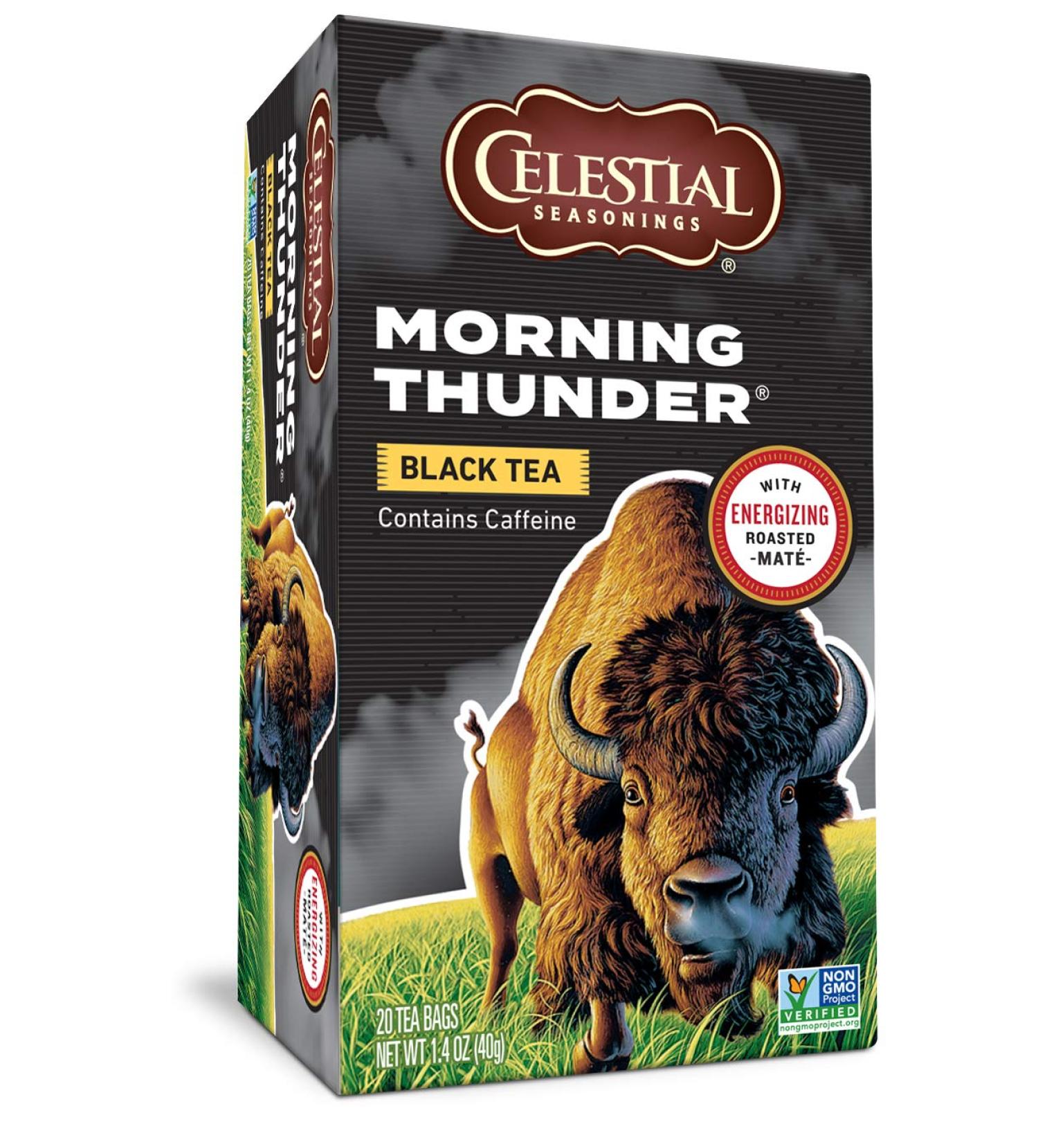 Celestial Seasonings Morning Thunder Black Tea - 20 Count (Pack of 6) | Energizing Blend | Natural Caffeine | Fresh and Bold Flavor - Buy Online on SooperMarket.com