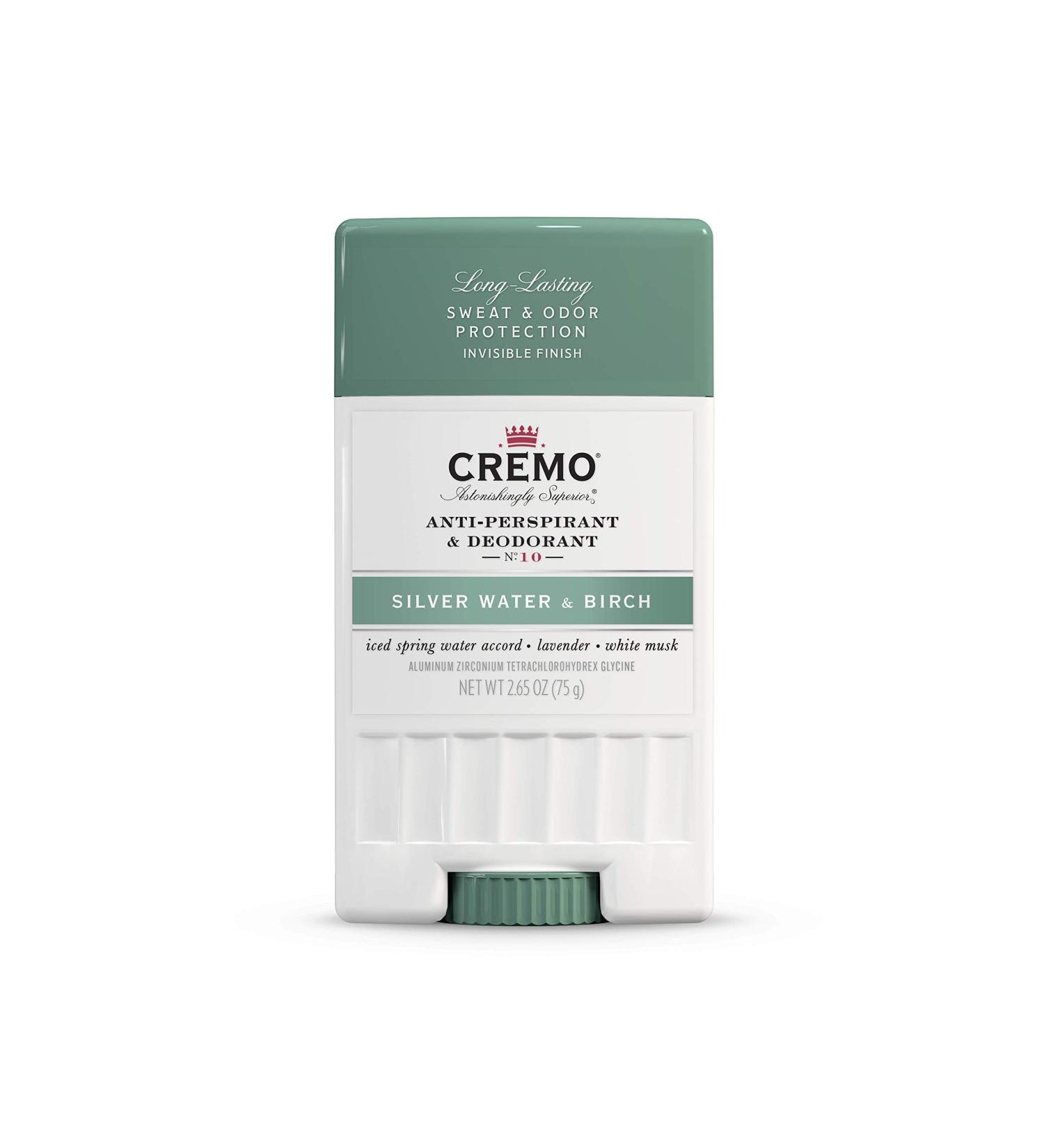 Cremo Anti-Perspirant & Deodorant No. 10 - Silver Water & Birch, 2.65 oz (75 g) | Long-Lasting Protection - Buy Online on SooperMarket.com