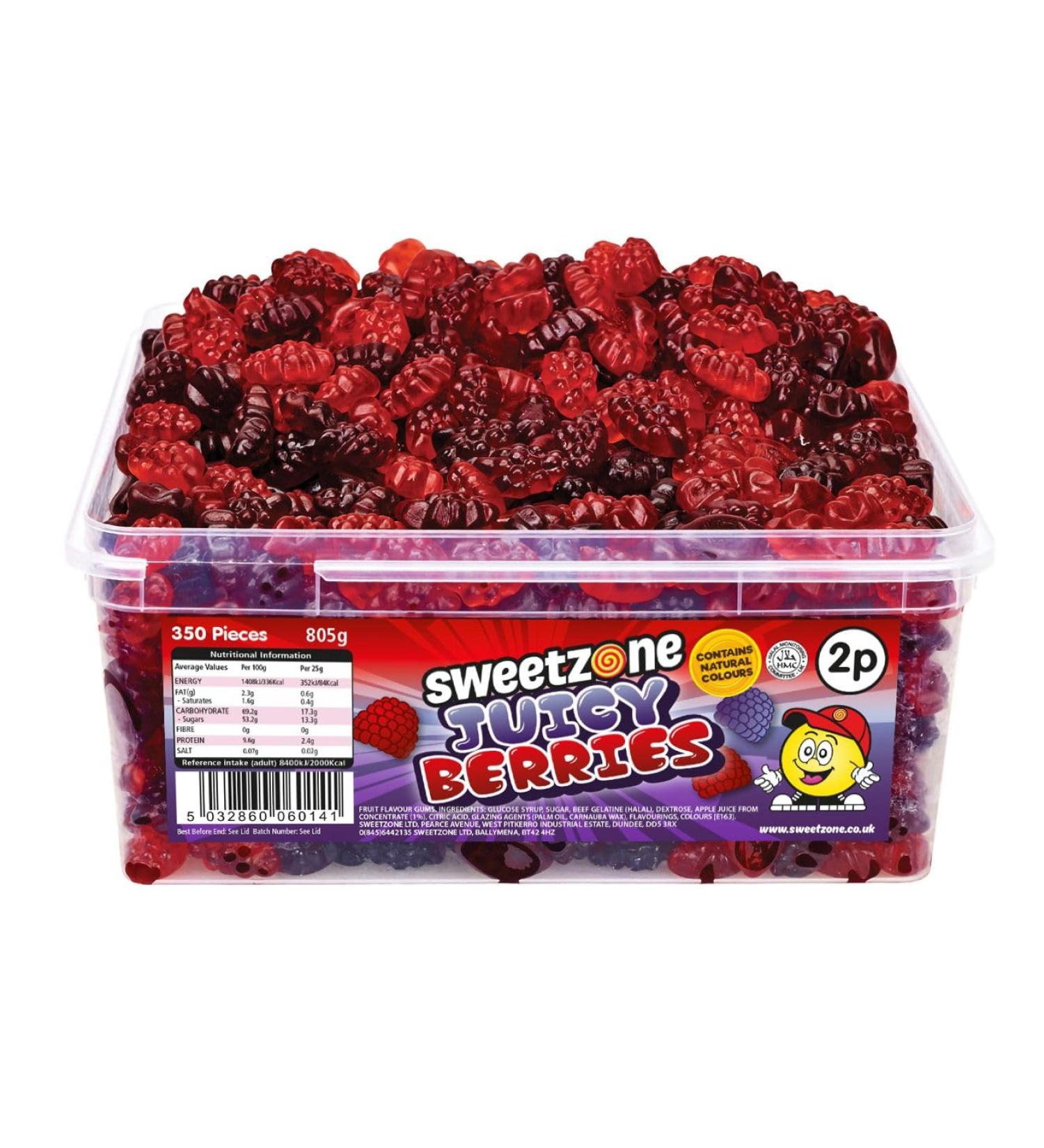 Sweetzone Juicy Berries Halal Sweets Tub 805g 350pcs Sweets Bulk Retro Sweets Jelly Sweets Sweet Box Sweet Tubs Bulk Sweets Candy for Sweet Bags for Sweet Tooth Cravings Berry - Buy Online on SooperMarket.com