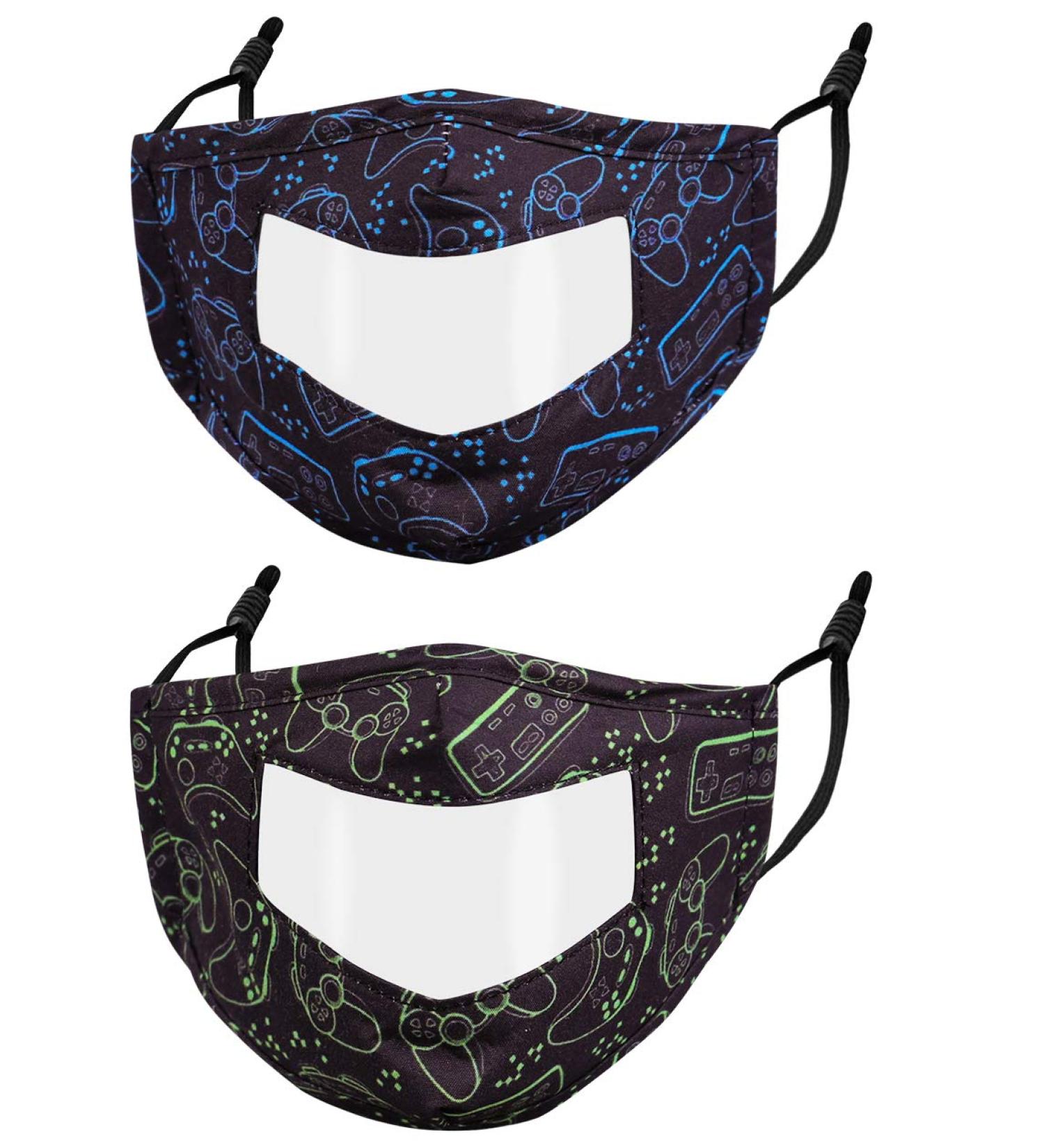 Set of 2 Reusable Adjustable 3-Layer Clear Black Game Face Masks - Gyothrig - Buy Online on SooperMarket.com