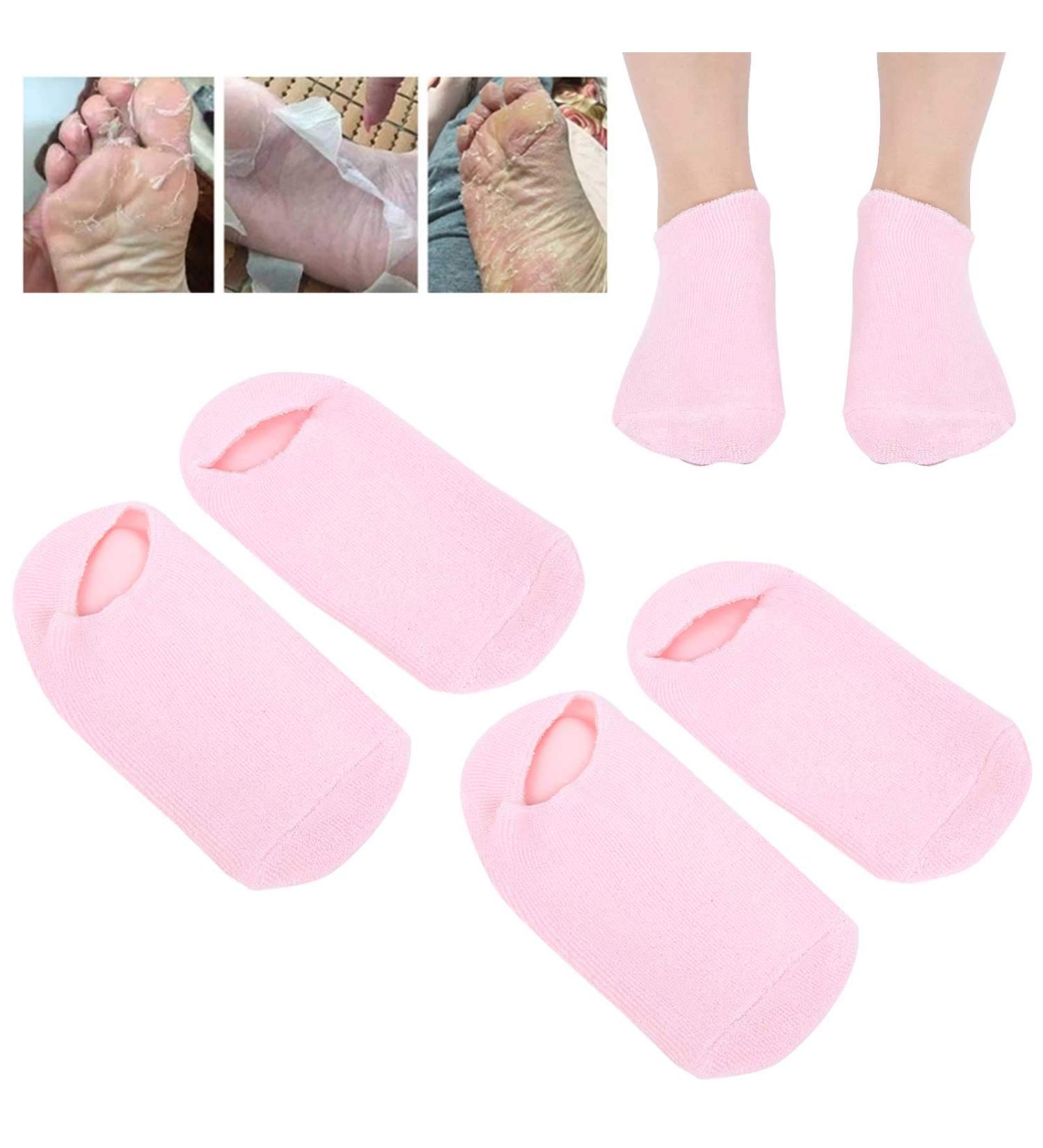 4 Pieces Moisturizing Gel Socks | Essential Oil Foot Care for Cracked Dry Feet - Beauty Salon Quality - Buy Online on SooperMarket.com