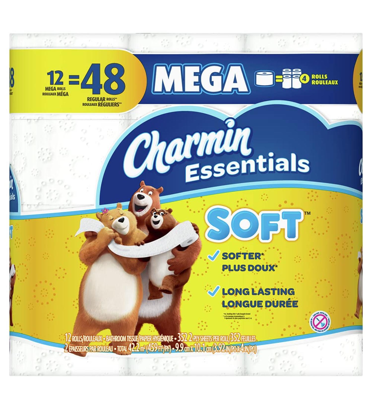 Charmin Essentials Soft Toilet Paper - 12 Mega Rolls (Pack of 1) - Buy Online on SooperMarket.com