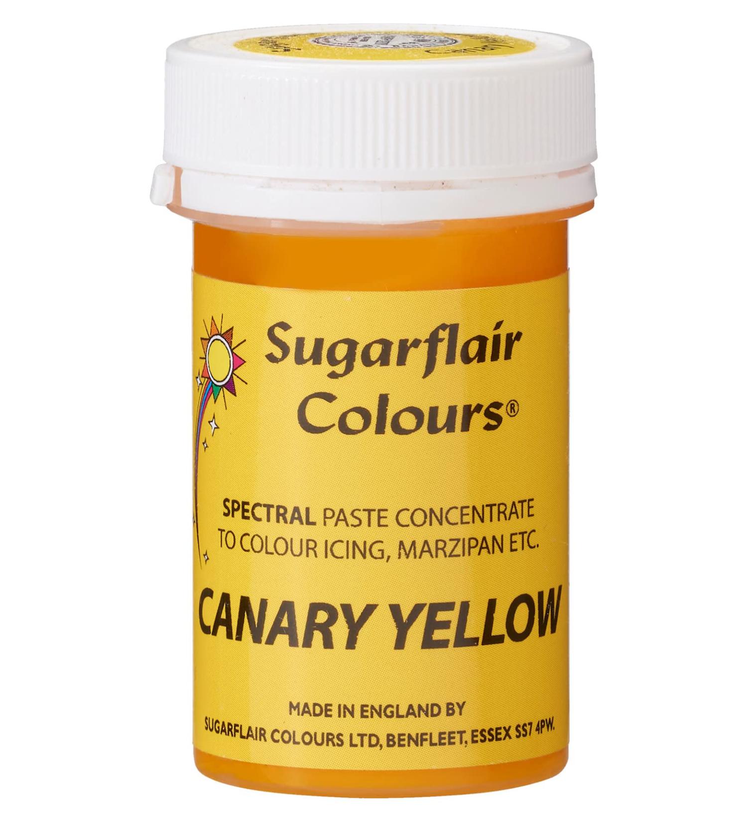 Sugarflair Canary Yellow Spectral Food Colouring Paste Highly Concentrated for Use with Sugar Pastes Buttercream Royal Icing or Cake Mix Vibrant Colour Dye - 25g