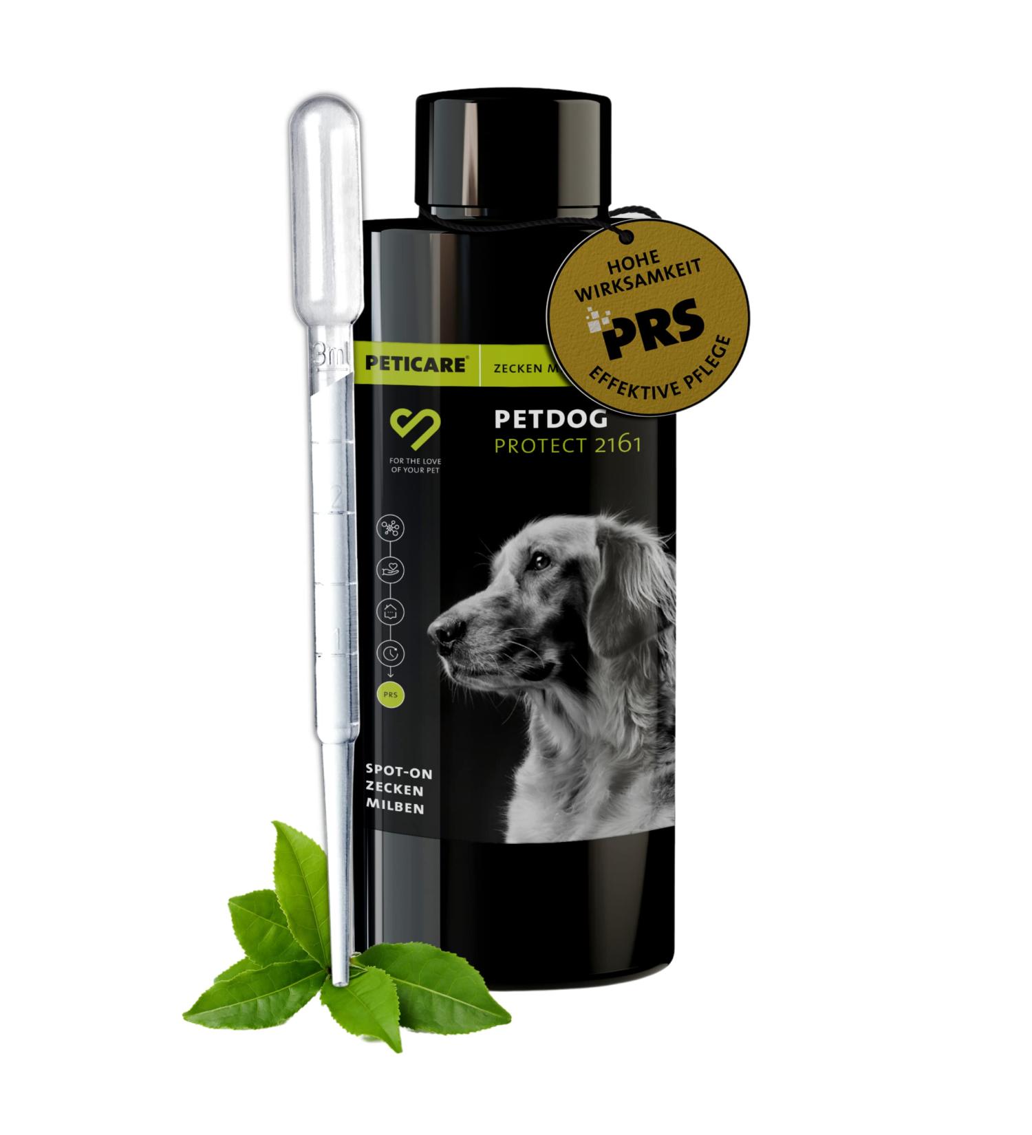 Peticare Tick Protection for Medium Dogs | Plant-Based Spot-On | Waterproof Formula | Protects Against Ticks & Mites | Long-Lasting PRS System - Petdog Protect 2161 (100 ml) - Buy Online on SooperMarket.com