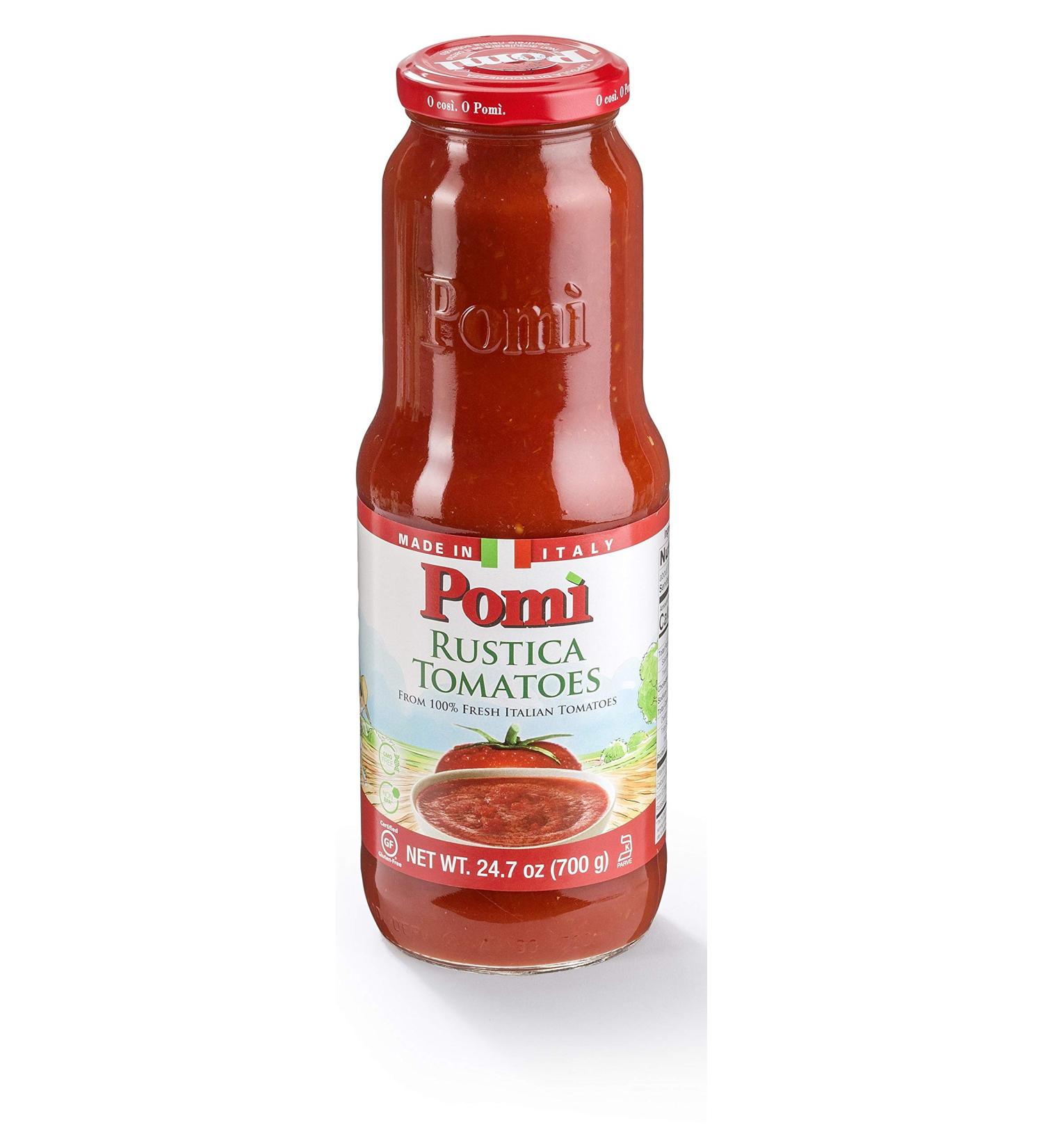 Pom Rustica Italian Tomatoes - 24.7 oz. Glass Bottle, Pack of 6 - Buy Online on SooperMarket.com