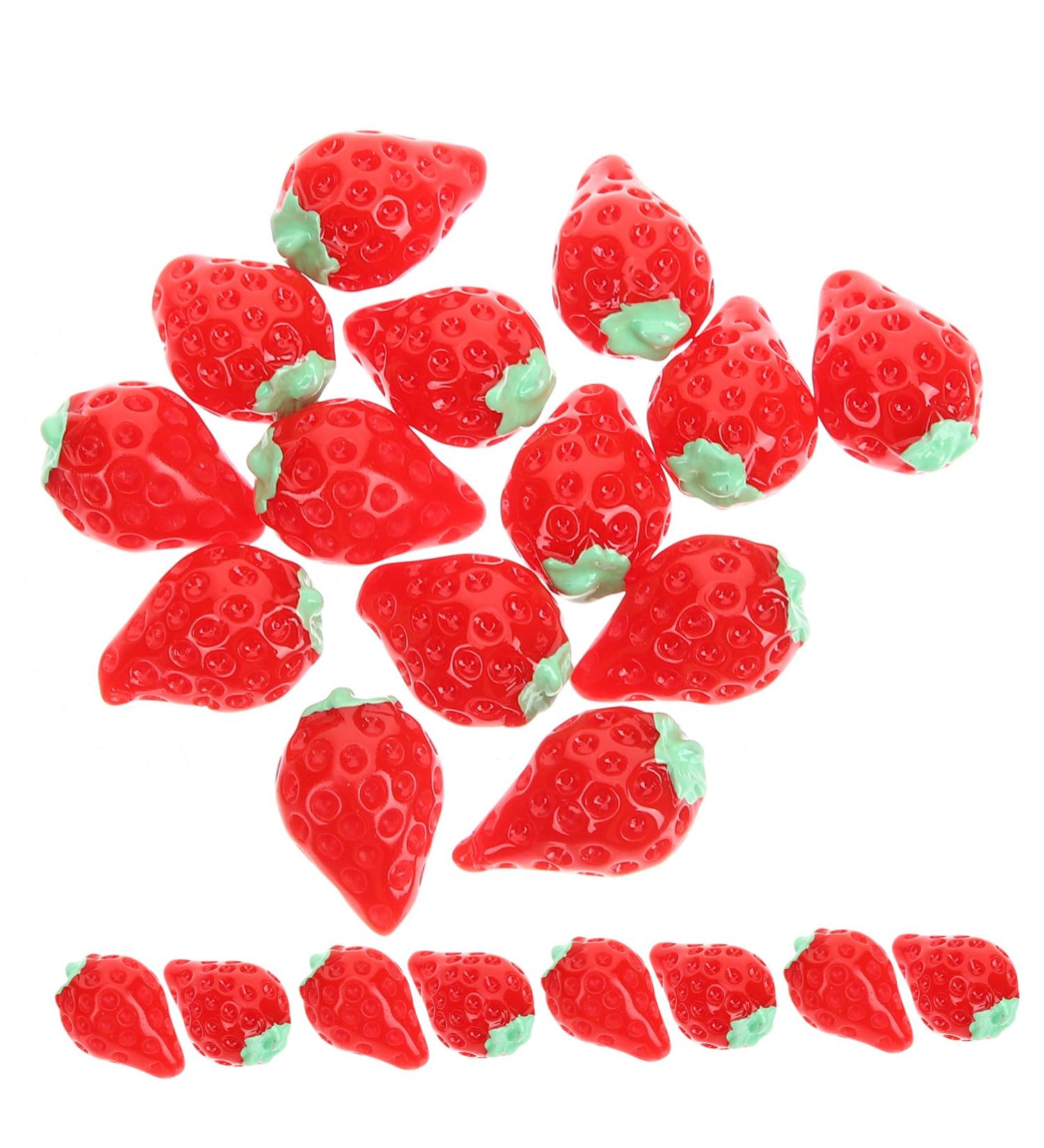 MAGICLULU 30pcs mini toy doll house accessory fake fruit resin strawberry cake decoration fake strawberries mini hair accessories artificial toy room key chain doll house mini photo frames Red 1.6x1cm - Buy Online on SooperMarket.com