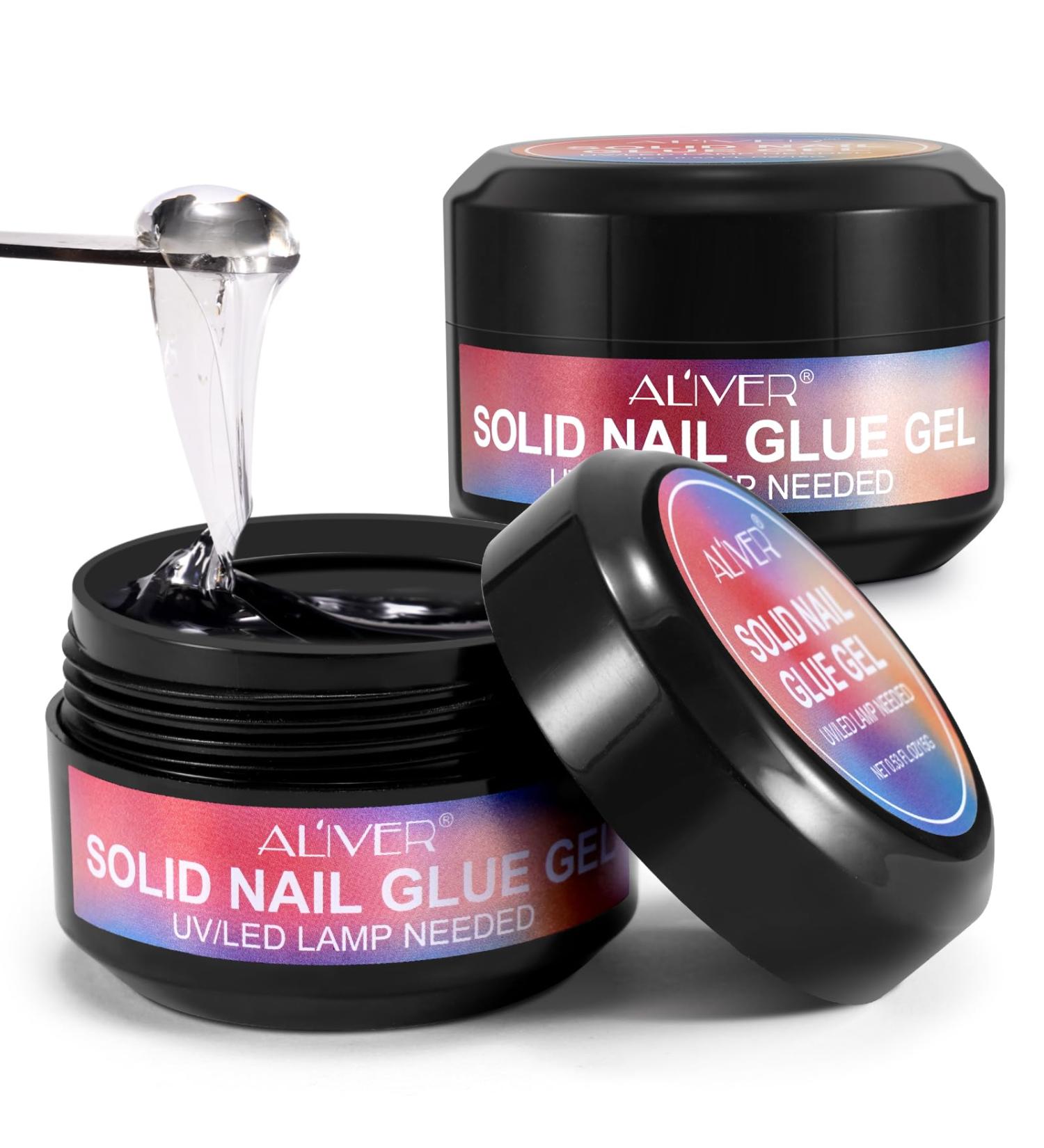 Solid Nail Glue Gel for False Nail Tips - Super Strong Long Lasting UV Cured | 15g - Ideal for Acrylic Nails Art & Press On Nails at Home - Buy Online on SooperMarket.com