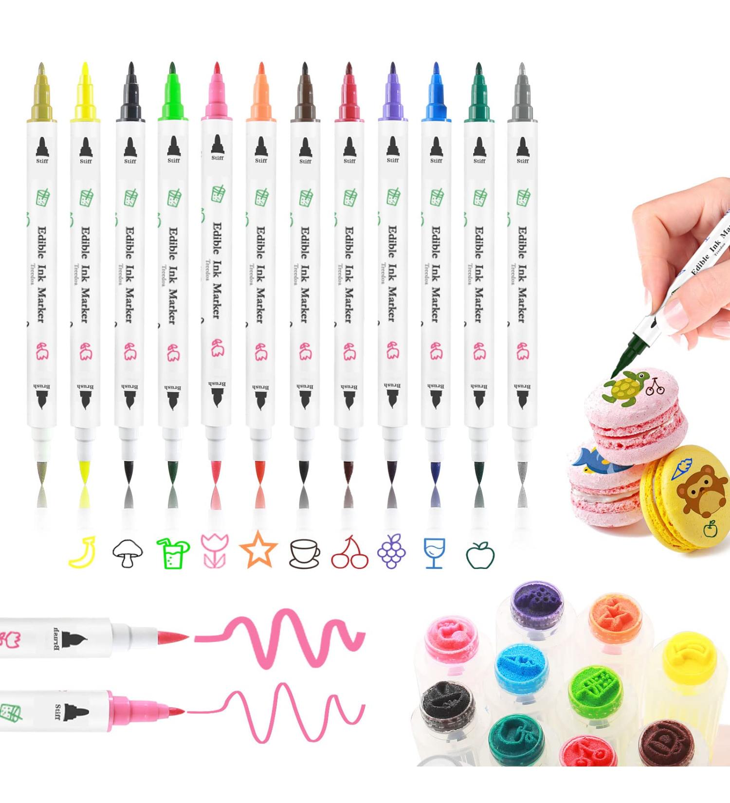 12pcs Edible Food Coloring Pens - Fine&Thick Tip, Food Grade Decorator Pen for Cookies, Fondant, Easter Eggs - Edible Gourmet Writer - Buy Online on SooperMarket.com