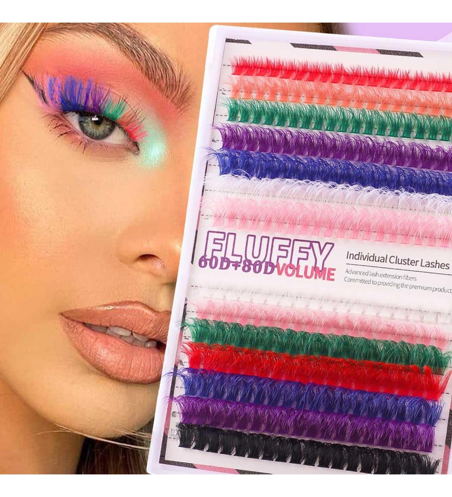 Uranian Colored Lashes Clusters - 280pcs DIY Eyelash Extensions 14mm & 16mm D Curl for Dramatic Looks - Ship Worldwide - Buy Online on SooperMarket.com