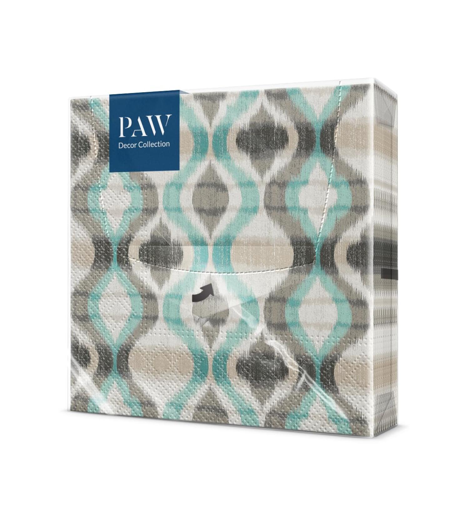 PAW 3-Layer Napkins - 20 Pack | 33x33 cm | Perfect for Weddings Communions & Celebrations | Ethnic Tribal Patterns - Turquoise | International Shipping Available - Buy Online on SooperMarket.com