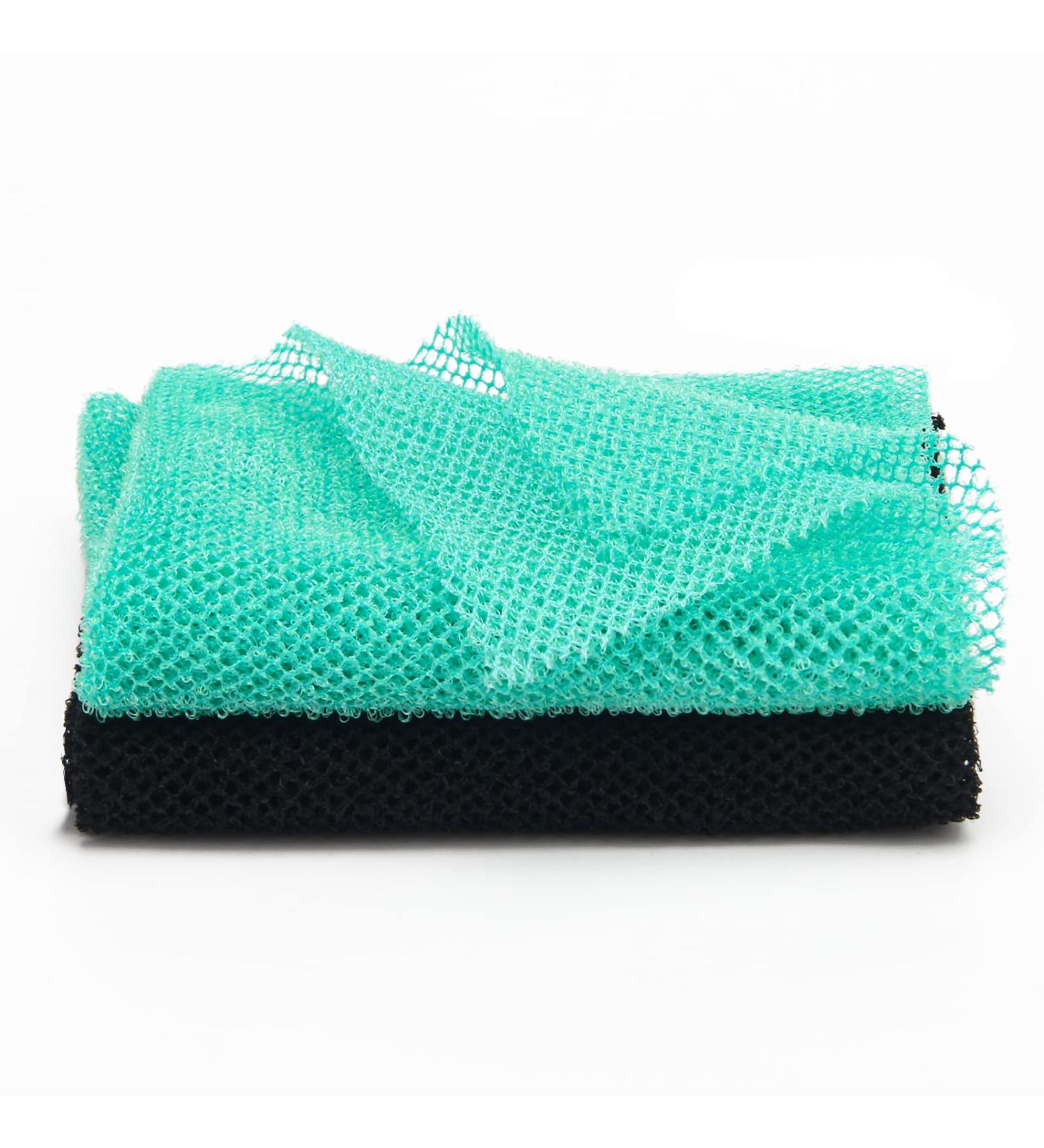Windspeed 2Pcs African Body Exfoliating Net Bathing Sponge for Deep Cleaning | Skin Smoother for Men & Women | Shower Essential (80x30cm, Black+Green) - Buy Online on SooperMarket.com