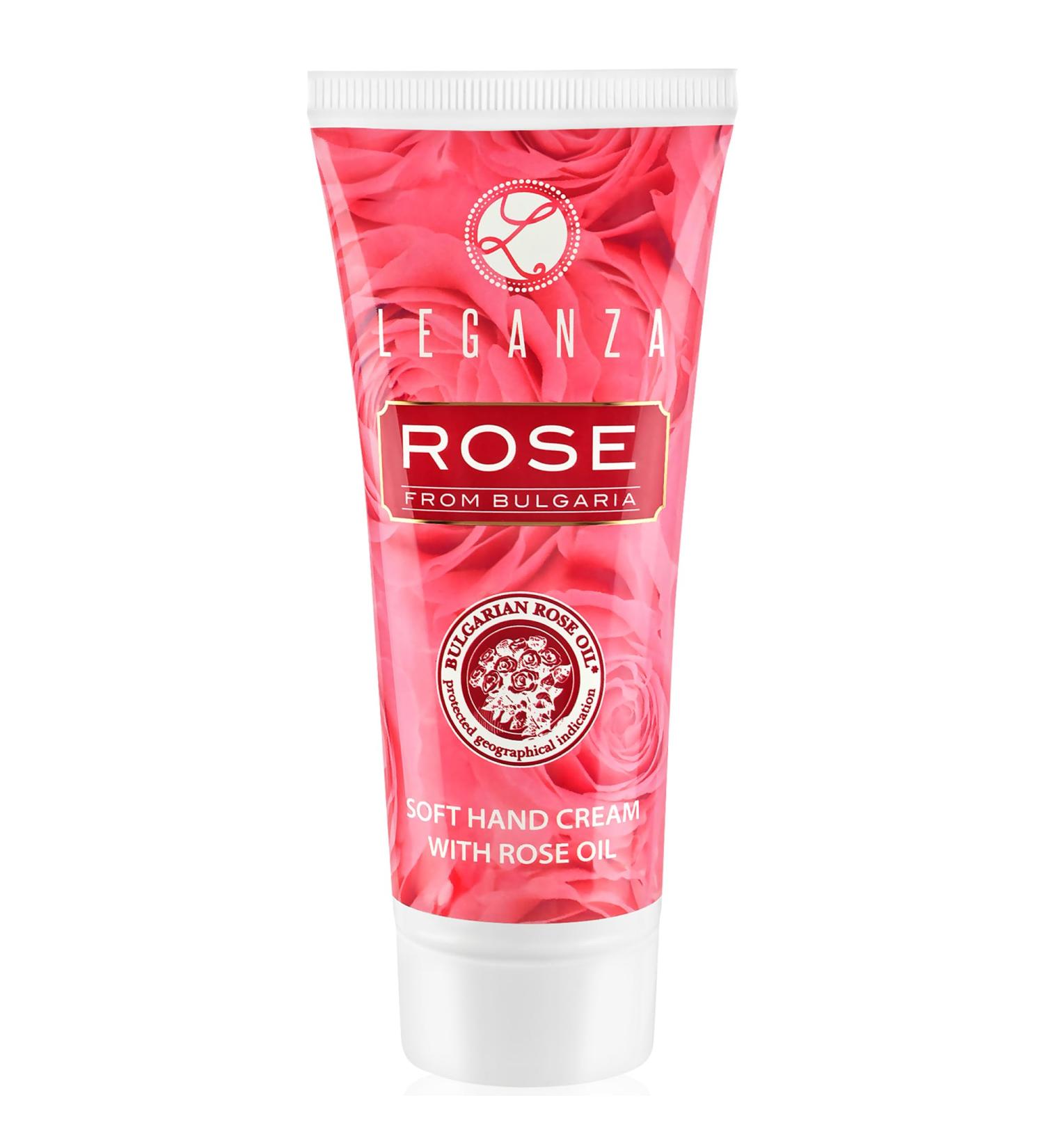 Leganza Hand Cream for Very Dry Hands with Bulgarian Rose Essential Oil | Smoothing & Rejuvenating Intensive Hand Cream for Women | Natural Non Greasy Handcream | Travel Size Hand Moisturiser | 75 ML