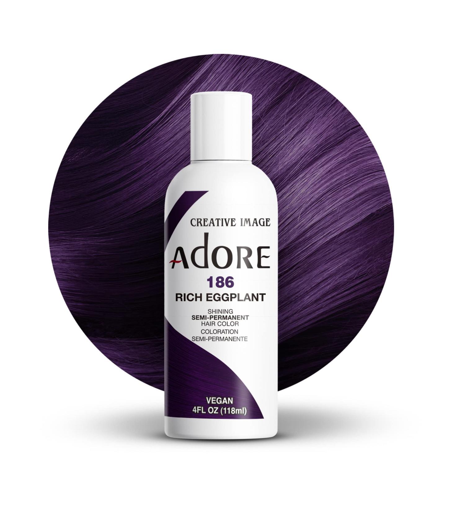 Adore Semi Permanent Hair Color - Vegan & Cruelty-Free Dye - 186 Rich Eggplant 4 Fl Oz - Buy Online on SooperMarket.com