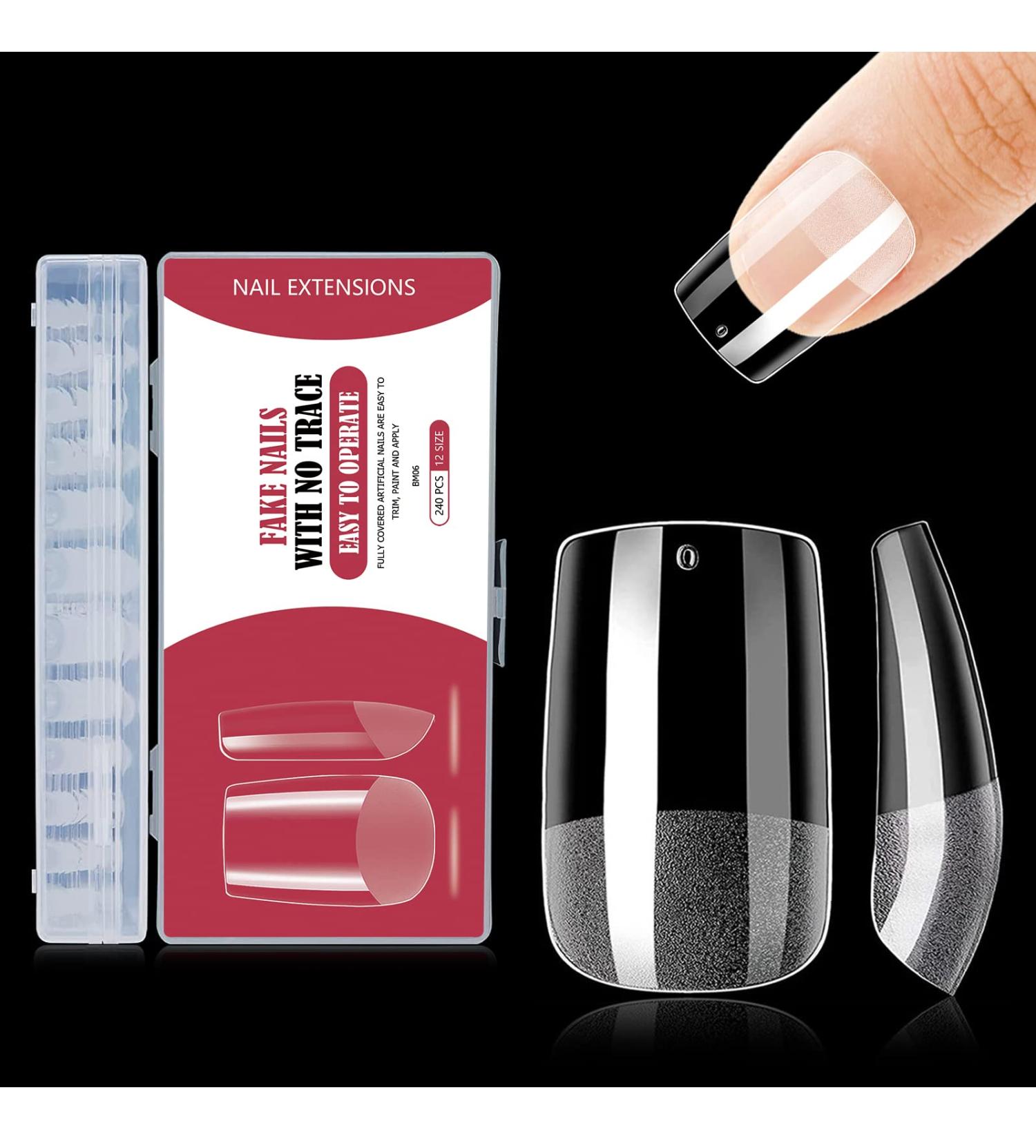240PCS Short Square Gel Nail Tips Set - Pre-Buffed Artificial Nails Kit for All Nails - Buy Online on SooperMarket.com