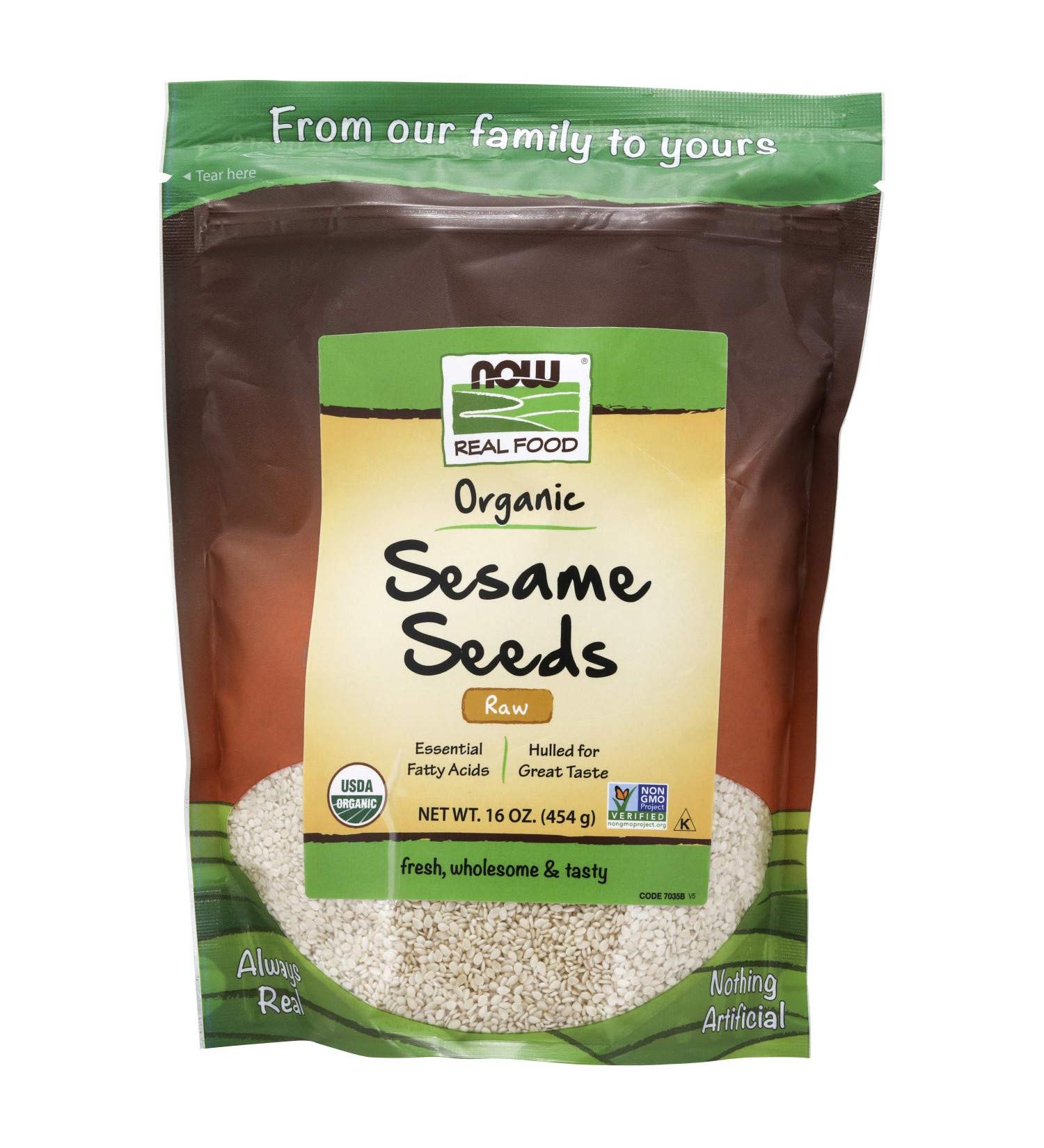 Now Foods Organic Raw Sesame Seeds 16 oz - Real Food for Healthy Cooking - Buy Online on SooperMarket.com