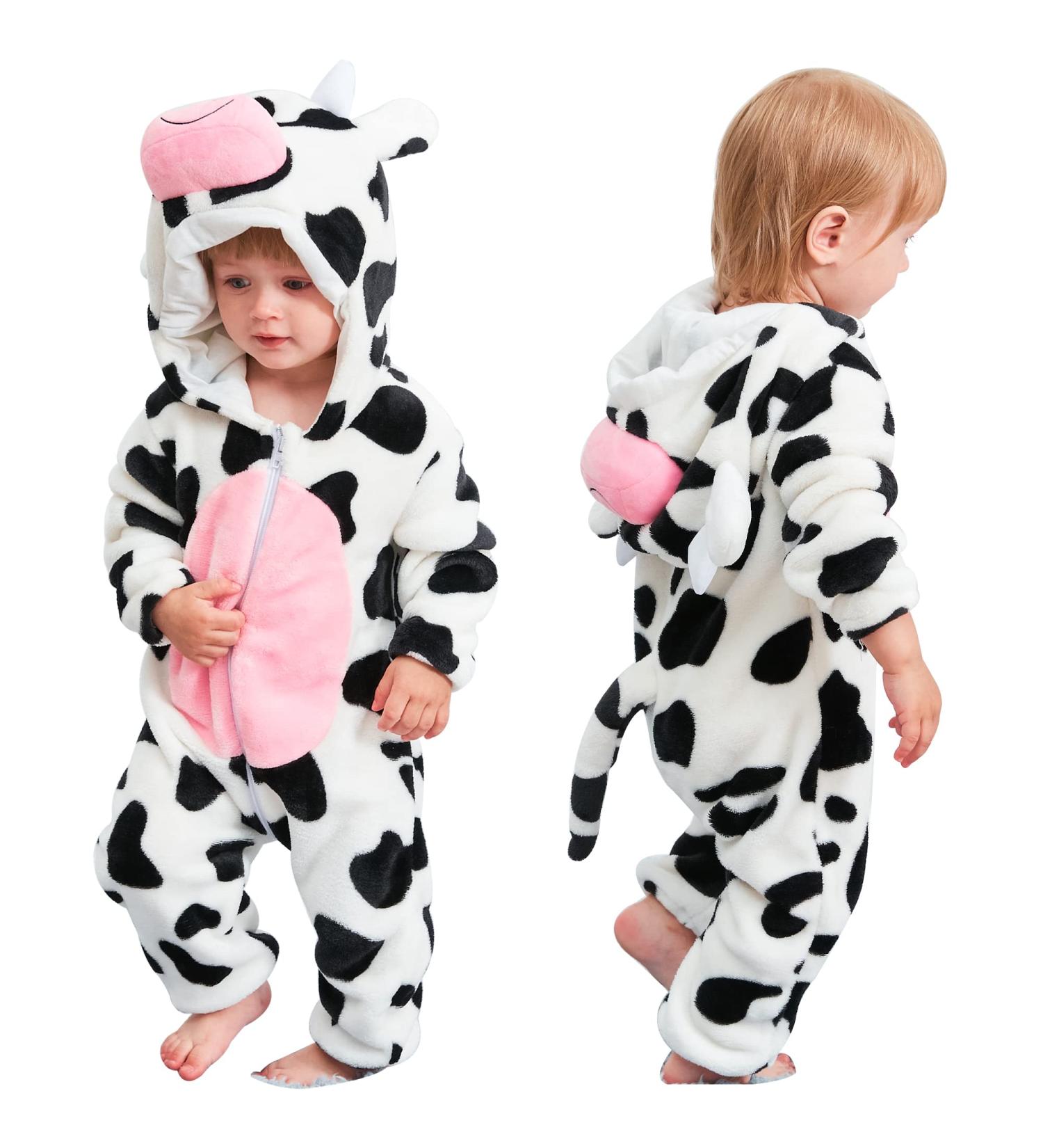 COOKY.D Unisex Winter Hooded Romper Jumpsuit | 2-36 Months | Cow Design - Buy Online on SooperMarket.com