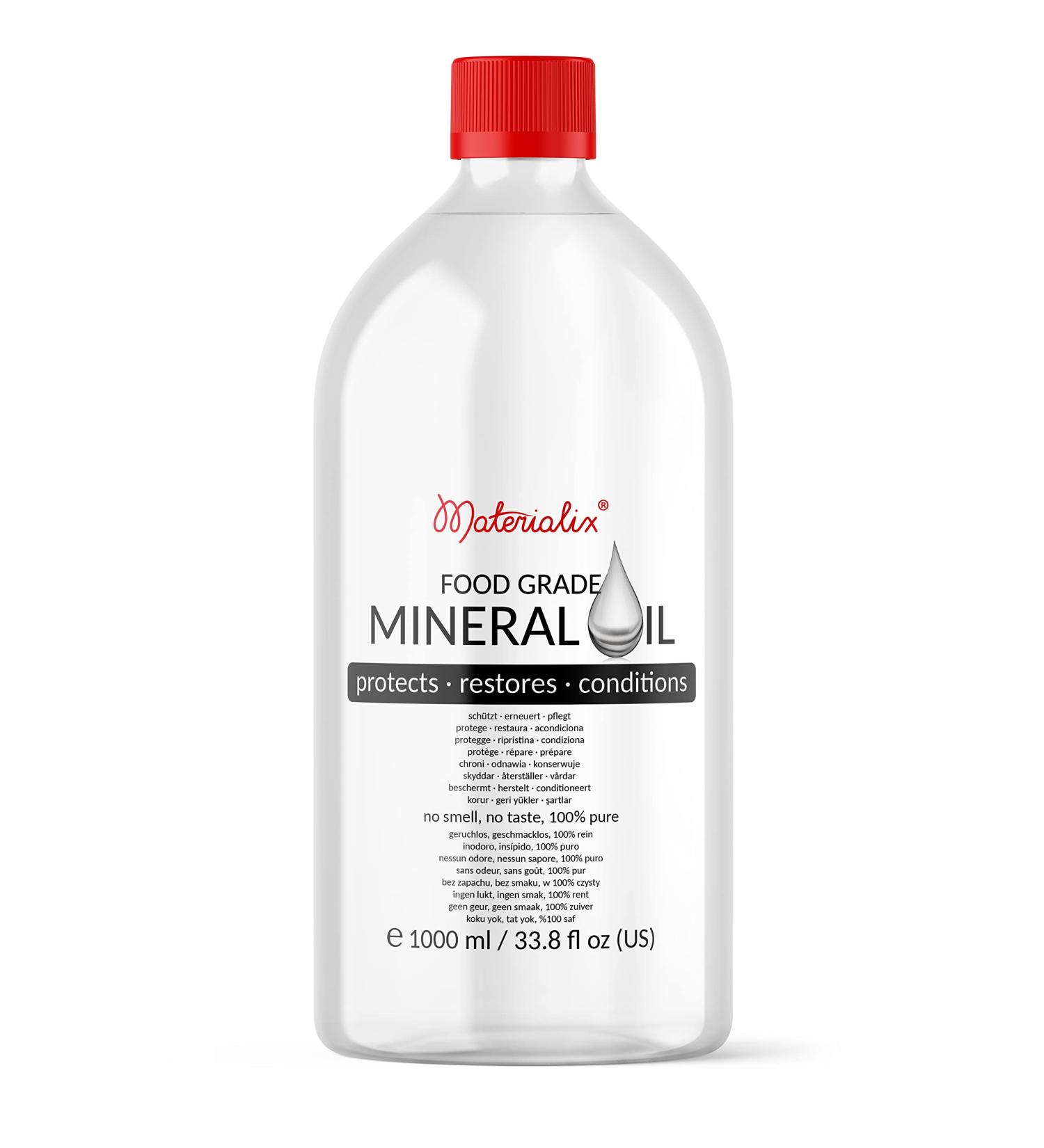 Materialix Mineral Oil Food Quality (1L) - Ideal for Wood Bamboo Stone DIY Cosmetics Cutting Boards & Hair Care - Buy Online on SooperMarket.com