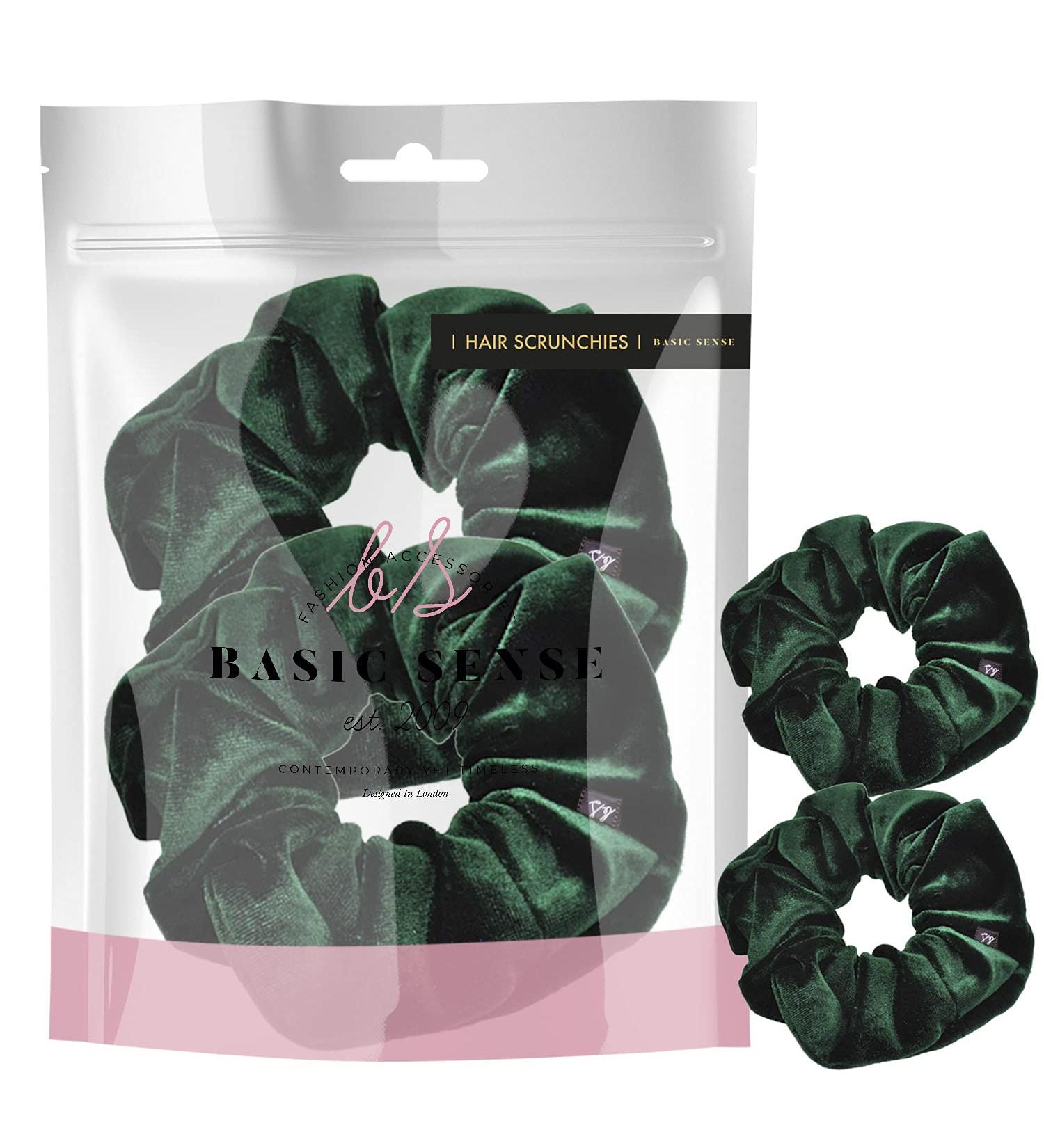 2 PCS Premium Large Dark Green Velvet Hair Scrunchies for Women, Girls, and Kids - Buy Online on SooperMarket.com