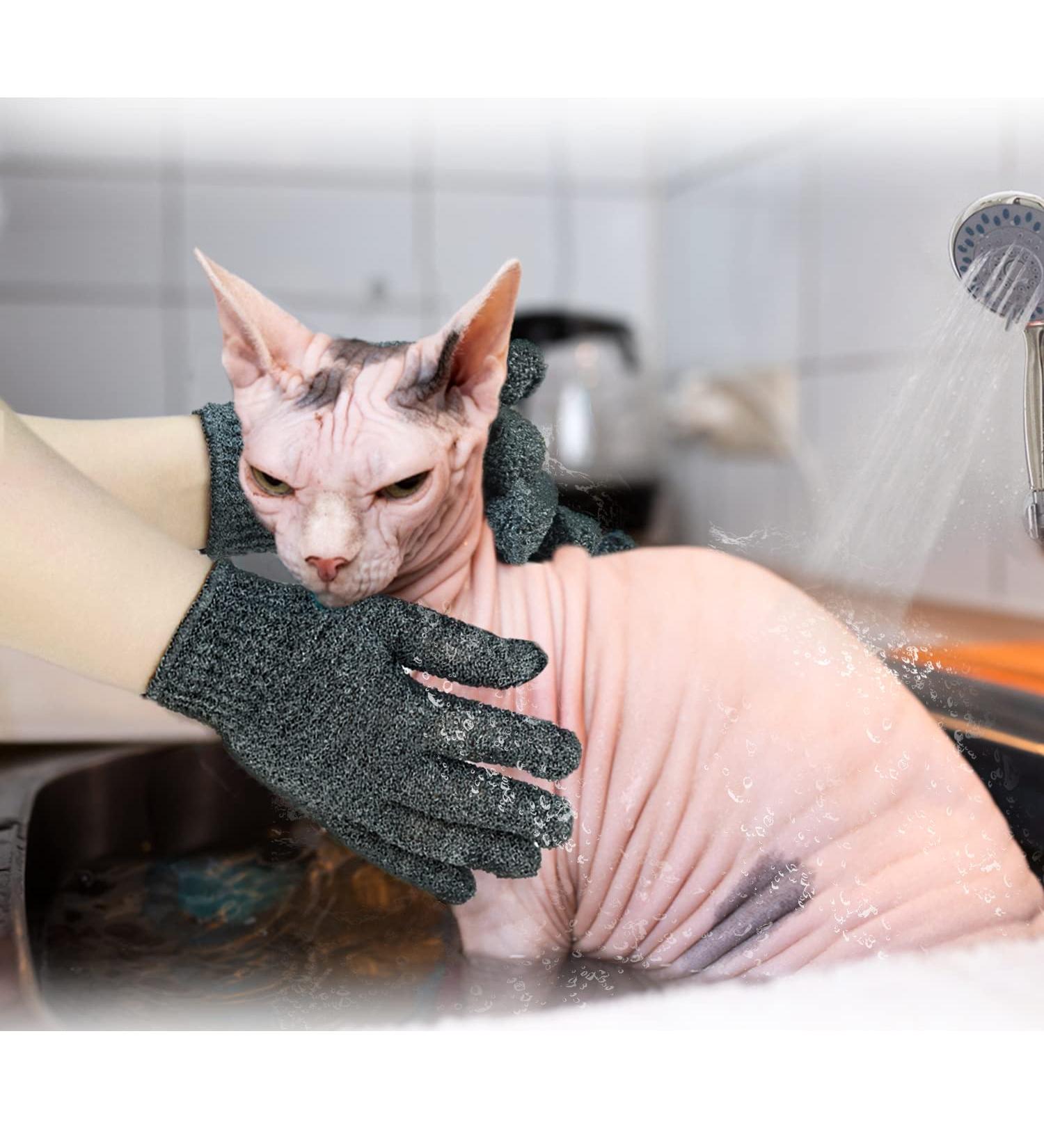 6 Pack Sphynx Cat Bath Gloves - Exfoliating Glove for Hairless Cats | Sphynx Shower Body Scrub - Buy Online on SooperMarket.com