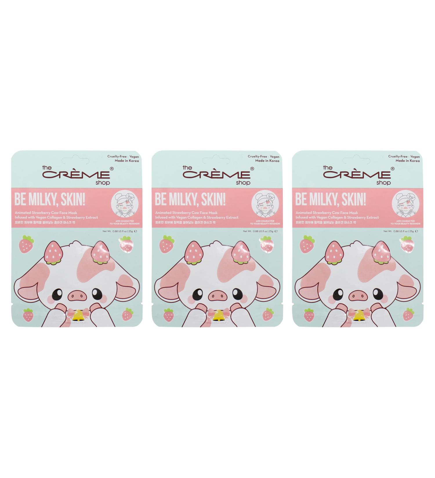 Cr me Shop Be Milky Skin! Vegan Strawberry Cow Face Mask - Brightening Sheet Mask for Dark Spots - 3 Pack - Buy Online on SooperMarket.com