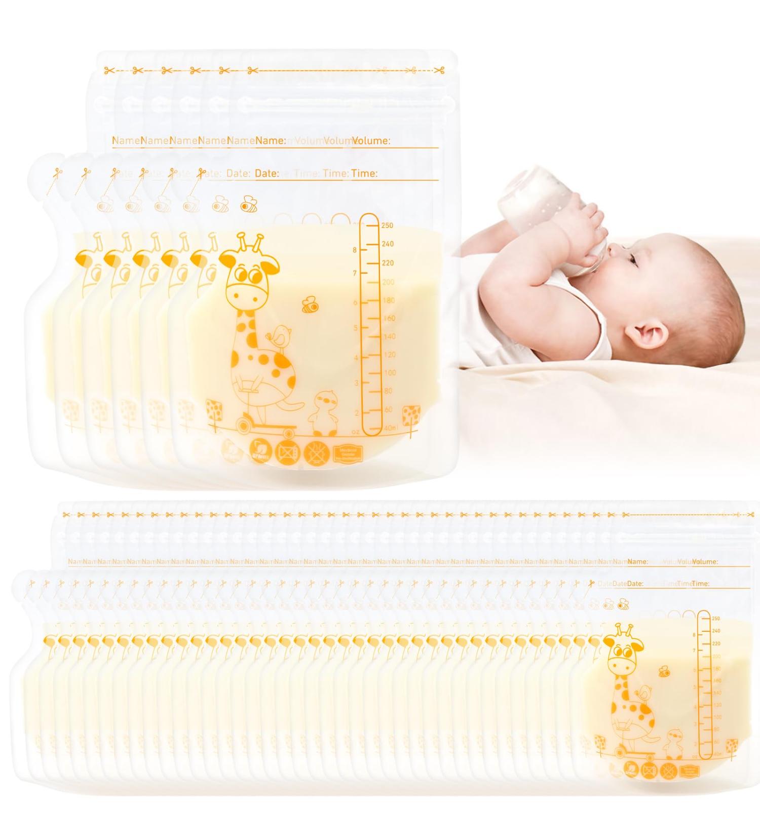 BPA-Free Breast Milk Storage Bags - 45 Pre-Sterilized 250ml Freezing Bags with Double Zipper | International Shipping Available - Buy Online on SooperMarket.com