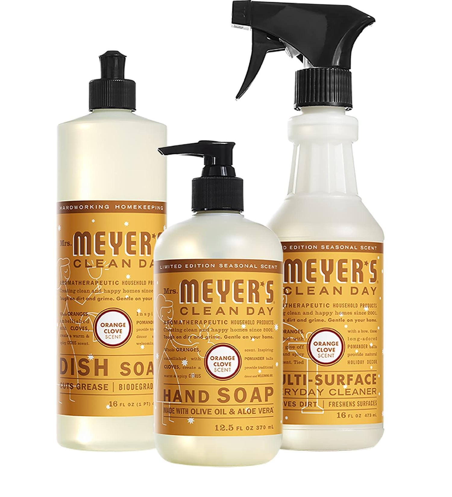 Mrs. Meyer's Kitchen Set - Dish Soap Hand Soap & Multi-Surface Cleaner (3 CT) - Orange Clove Scent | International Shipping Available - Buy Online on SooperMarket.com
