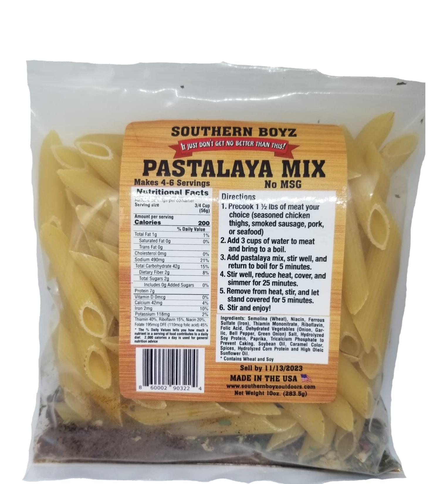 Southern Boyz Outdoors Seasonings Pastalaya Mix With Penne, 10 Ounce Bag (No MSG Blend - Makes 4-6 Servings)