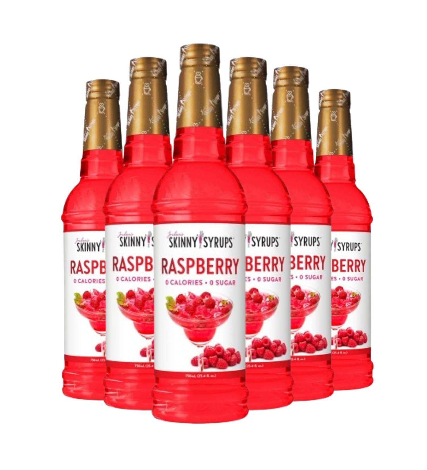 Jordan's Skinny Mixes Sugar-Free Syrup Raspberry Flavor Fruit Flavored Water Enhancer Drink Mix for Iced Tea Lemonade and More - Zero Calorie Flavoring - Keto Friendly - 750ml Pack of 6 - Buy Online on SooperMarket.com