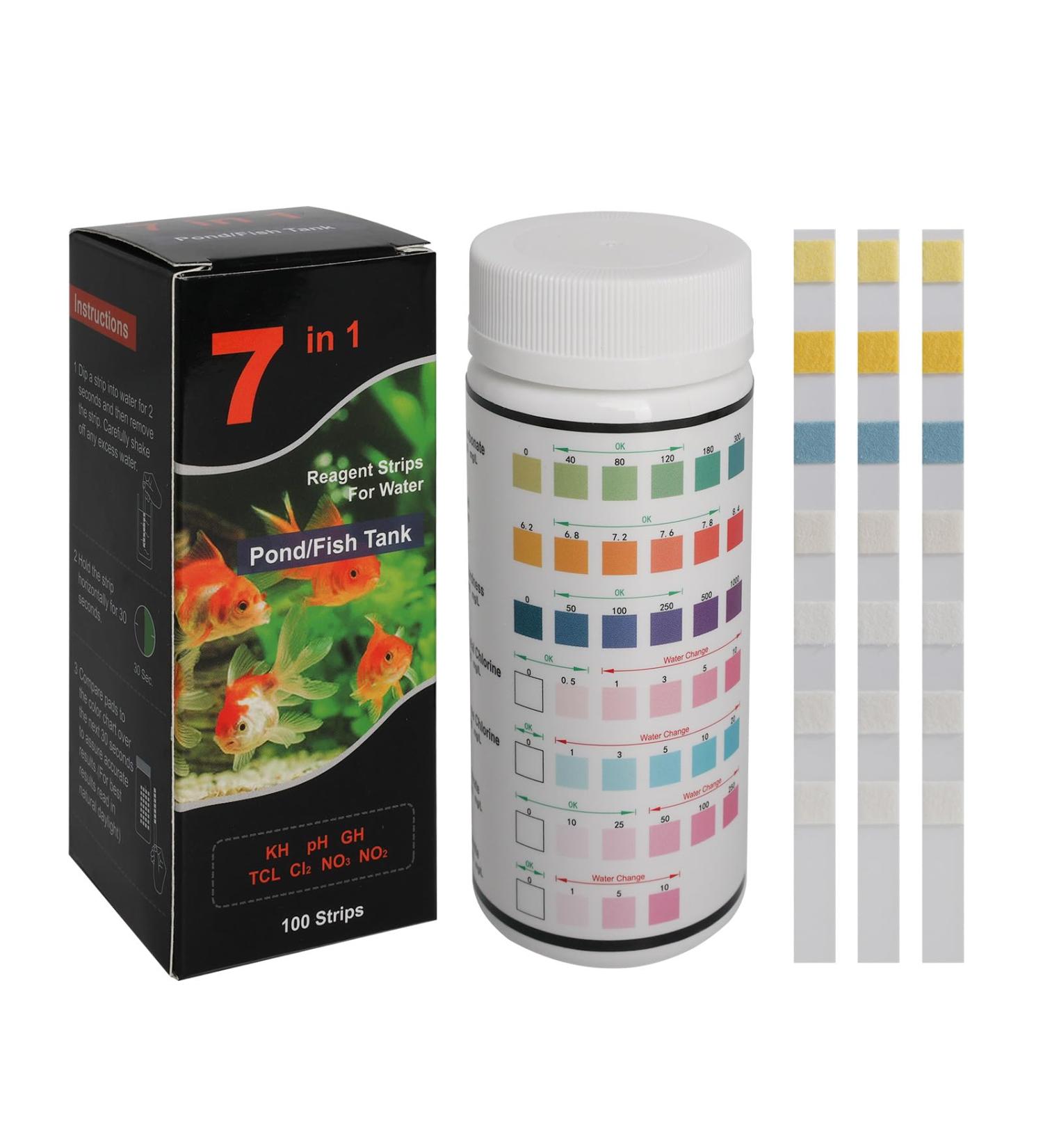 Buy 7-in-1 Aquarium Test Strips | 100-Piece Fresh Water & Pond Fish Water Quality Test Set - Measure Hardness Nitrite Alkalinity Carbonate Chlorine pH - Buy Online on SooperMarket.com
