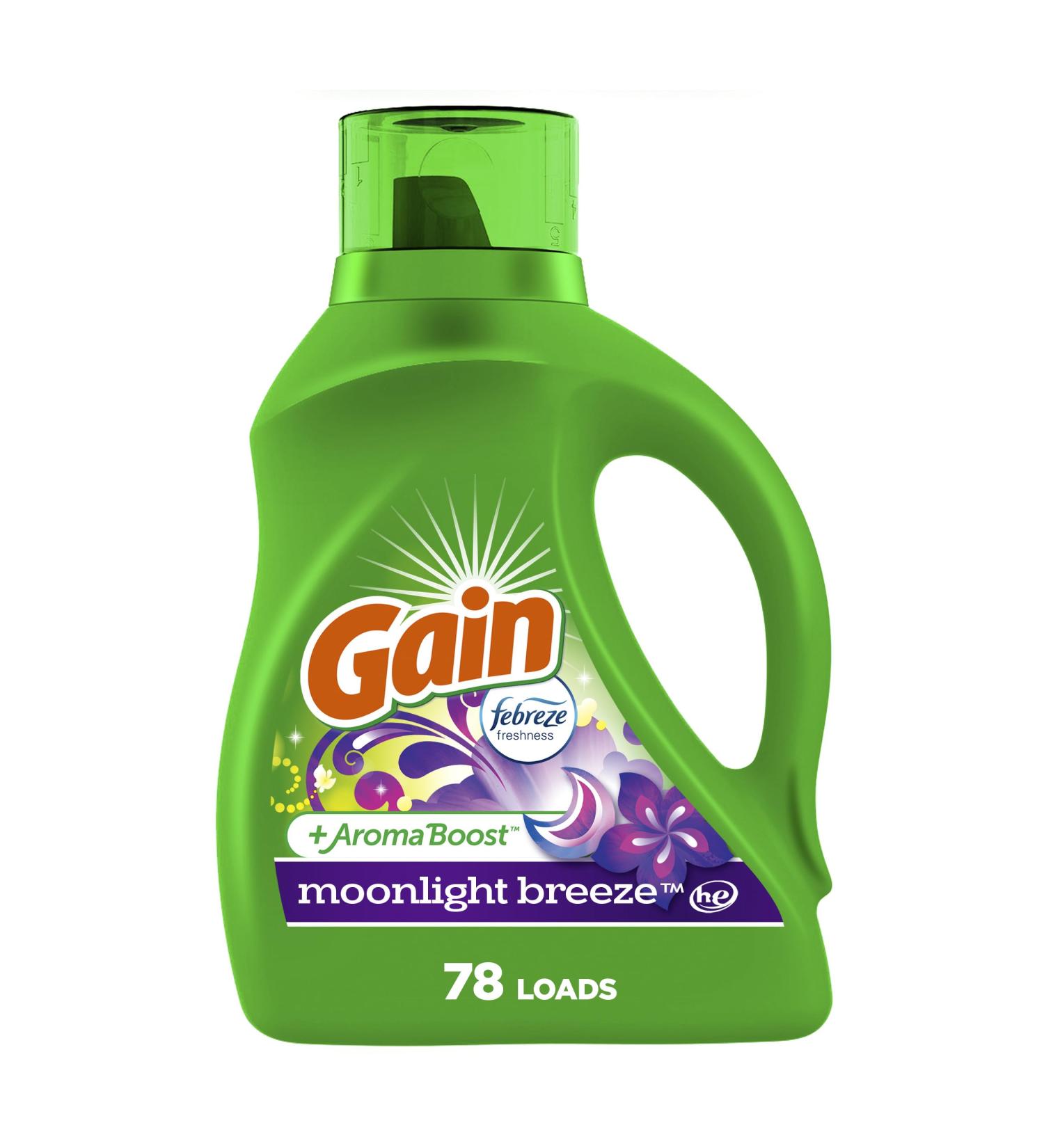 Gain + Aroma Boost Liquid Laundry Detergent - Moonlight Breeze 78 Loads 113 fl oz HE Compatible - Shop Internationally - Buy Online on SooperMarket.com