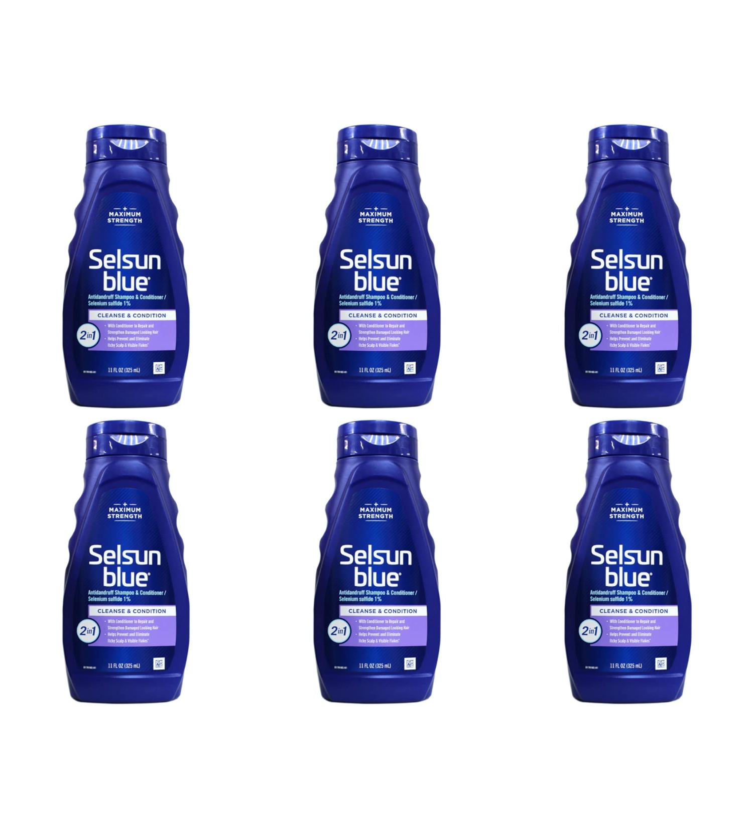 Selsun Blue 2-In-1 Dandruff Shampoo Naturals 11 oz (6 Pack) - Effective Relief & International Shipping Available - Buy Online on SooperMarket.com