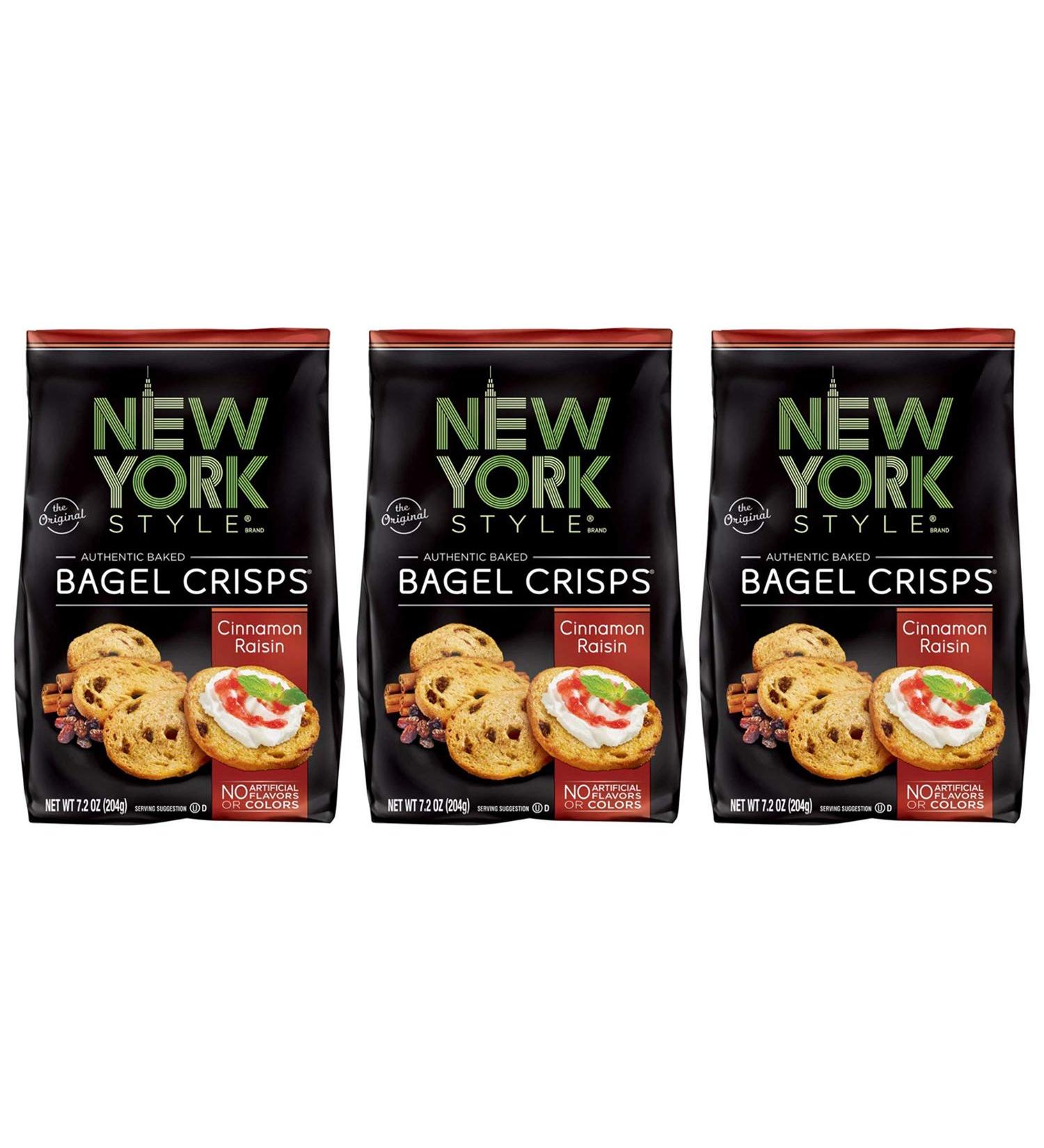 New York Style Cinnamon Raisin Bagel Crisps, 7.2 oz (Pack of 3) - Perfect Party Time Snacks - Buy Online on SooperMarket.com
