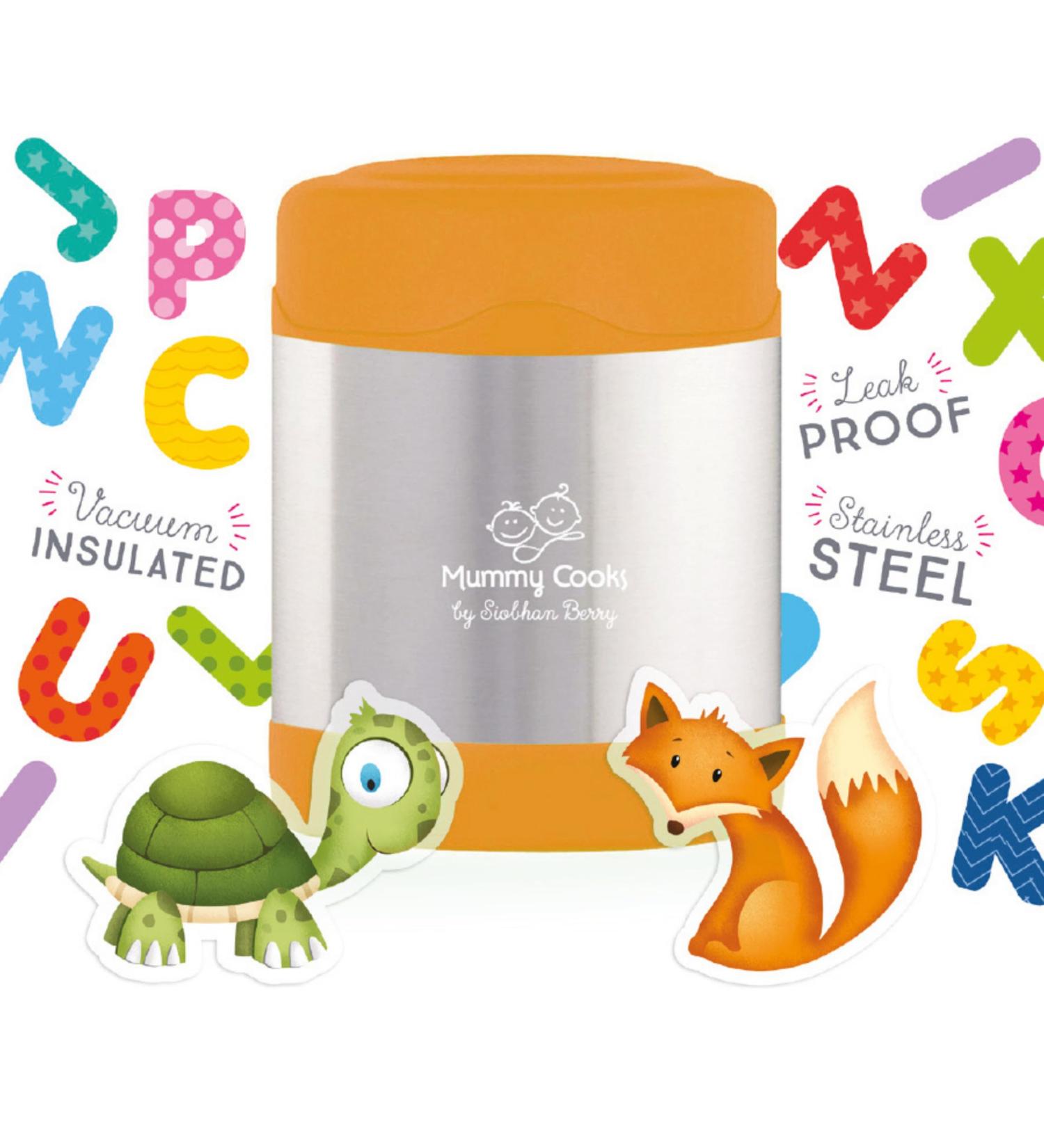 Mummy Cooks 300ml Insulated Children's Food Flask in Orange | Includes Free Stickers - Buy Online on SooperMarket.com
