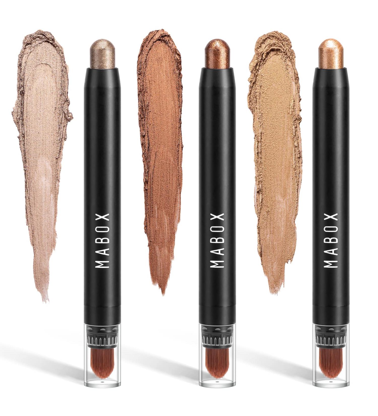Vtrem 3 PCS Eyeshadow Stick Set - Neutral Cream Matte Eye Highlighter & Eyeliner Crayon Makeup with Brush - Shiny Cosmetics for Perfect Eyes - Buy Online on SooperMarket.com