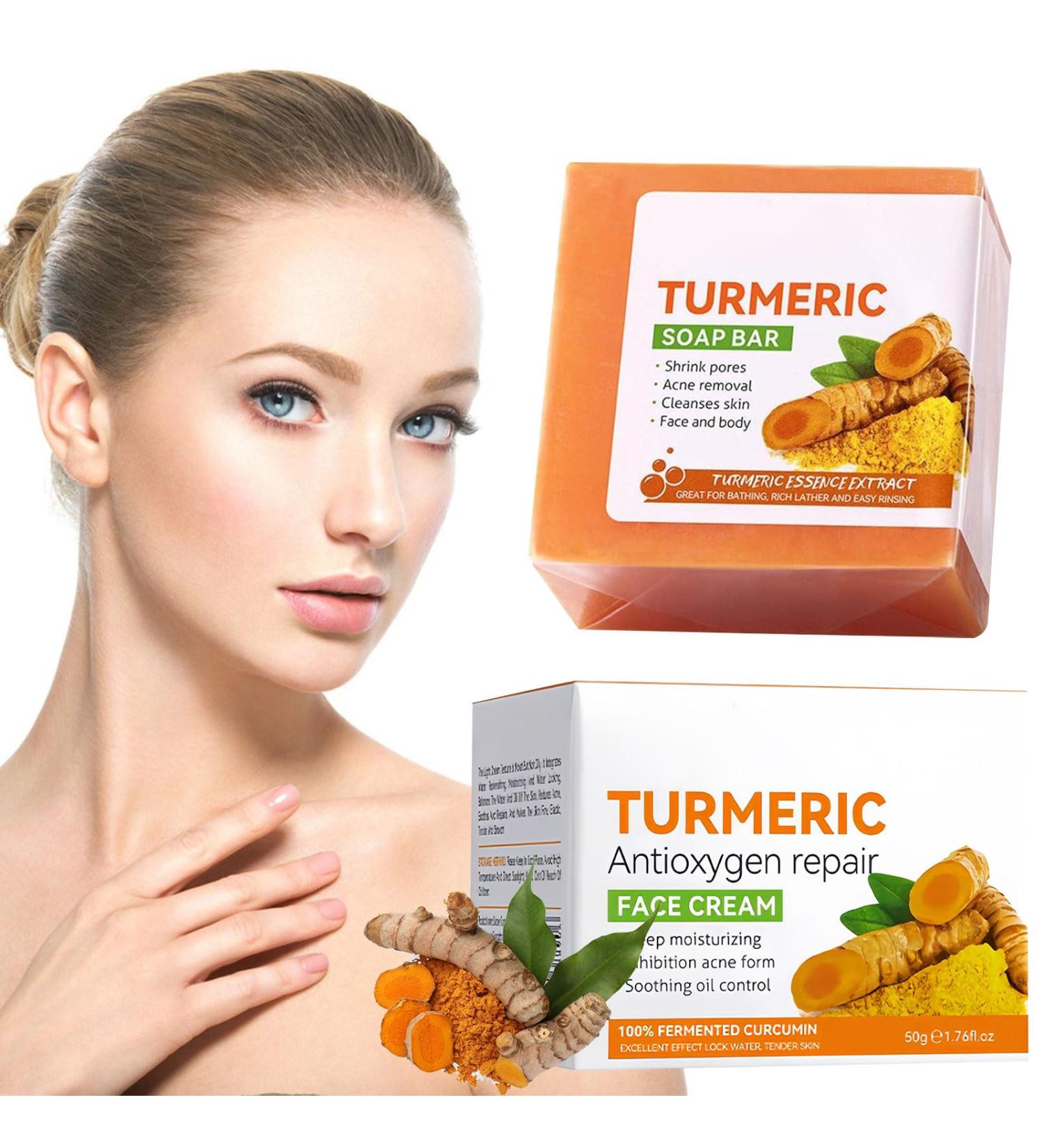 Turmeric Soap Turmeric Brightening Soap Kojic Acid Soap Turmeric Soap Bar Turmeric Soap Bar for Deep Cleansing Women's Men's Soap Bar for Face & Body with A Foaming Net (100g) - Buy Online on SooperMarket.com
