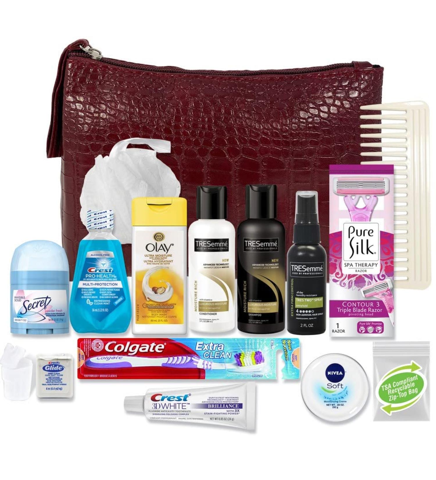 Convenience Kits International Women's Premium 16 PC Travel Kit Featuring: Tresemme Hair Travel-Size Products and Hair and Bathing Essentials (8118)