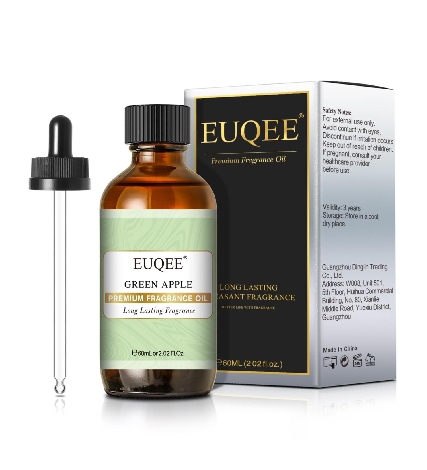 EUQEE Green Apple Fragrance Oil 60ml - Premium Grade Aromatherapy Essential Oil for Diffusers and DIY Candle Making - Buy Online on SooperMarket.com